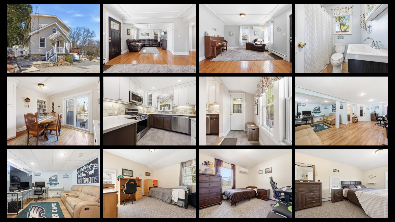 photos from inside the home, 3 bedrooms, beautiful kitchen,3 bathrooms, finished basement