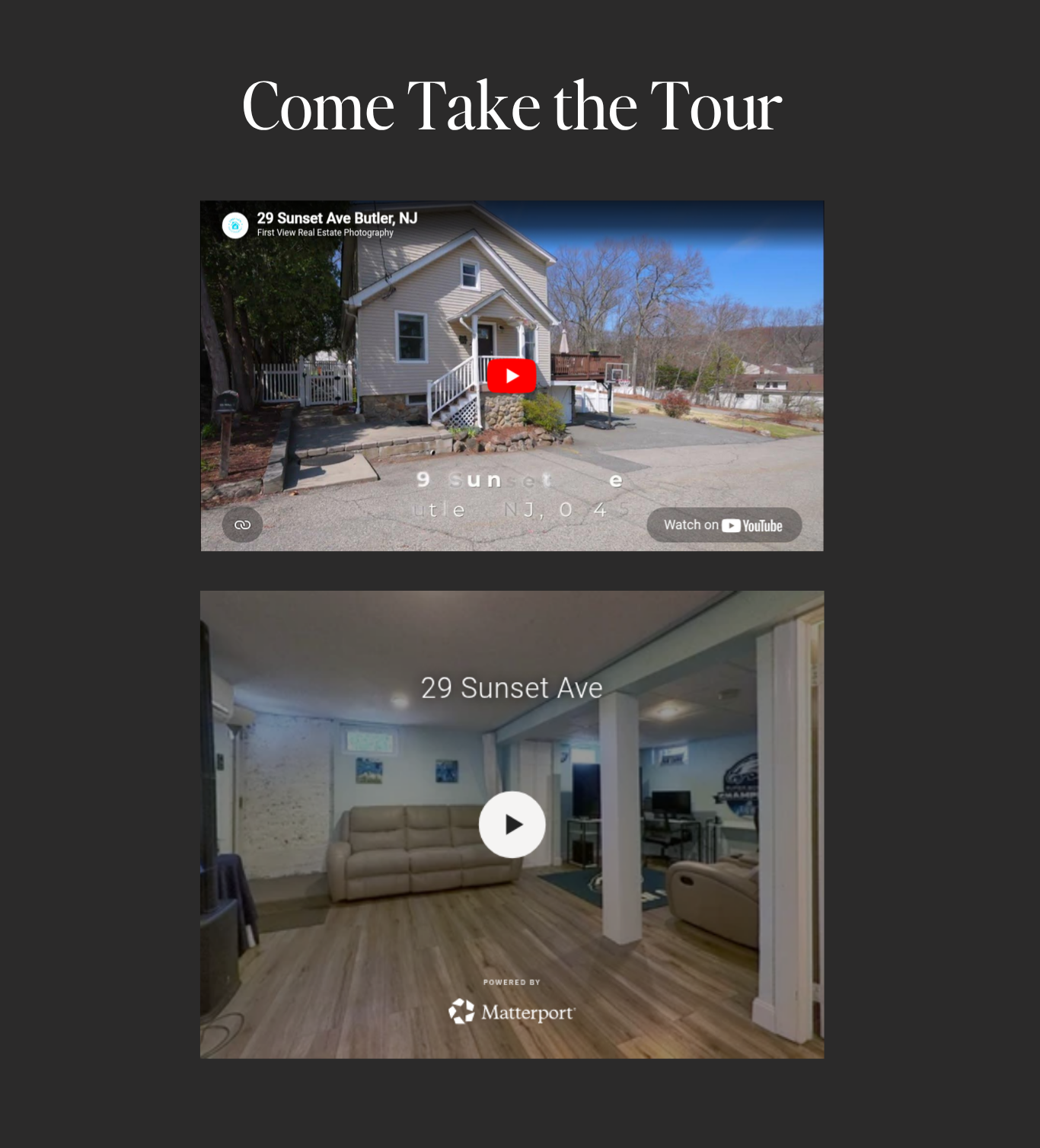 Tours of 29 Sunset - Youtube video and also a Matterport video with floorplan