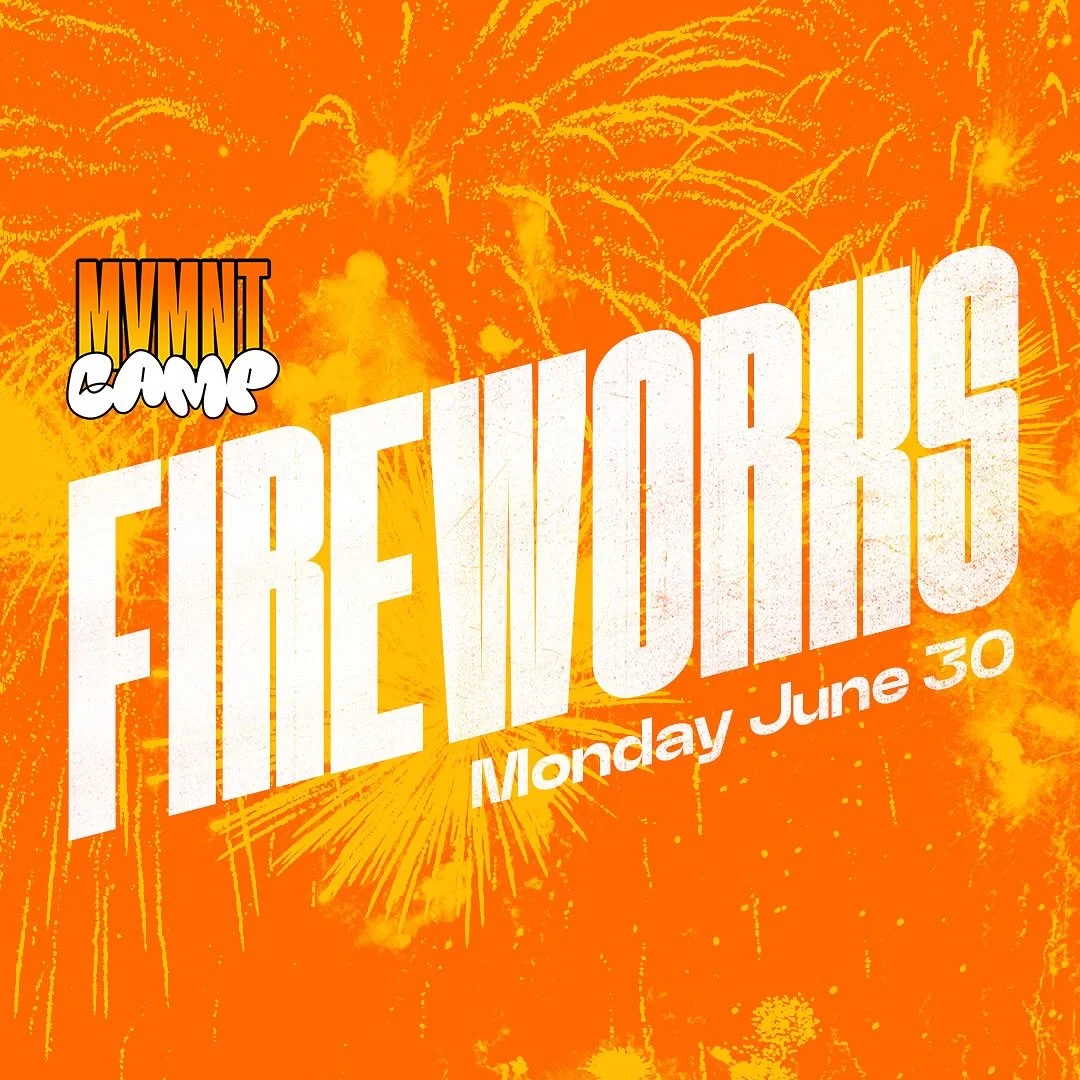 The sky&rsquo;s about to explode. (literally) 💣🔥
🎆 Fireworks at MVMNT Camp
Monday, June 30 &mdash; get ready for the red, white, and BOOM. 🇺🇸

You&rsquo;ve never seen camp light up like this. (again not lying)

#TheMVMNTCamp #TheMVMNT #bestweeke
