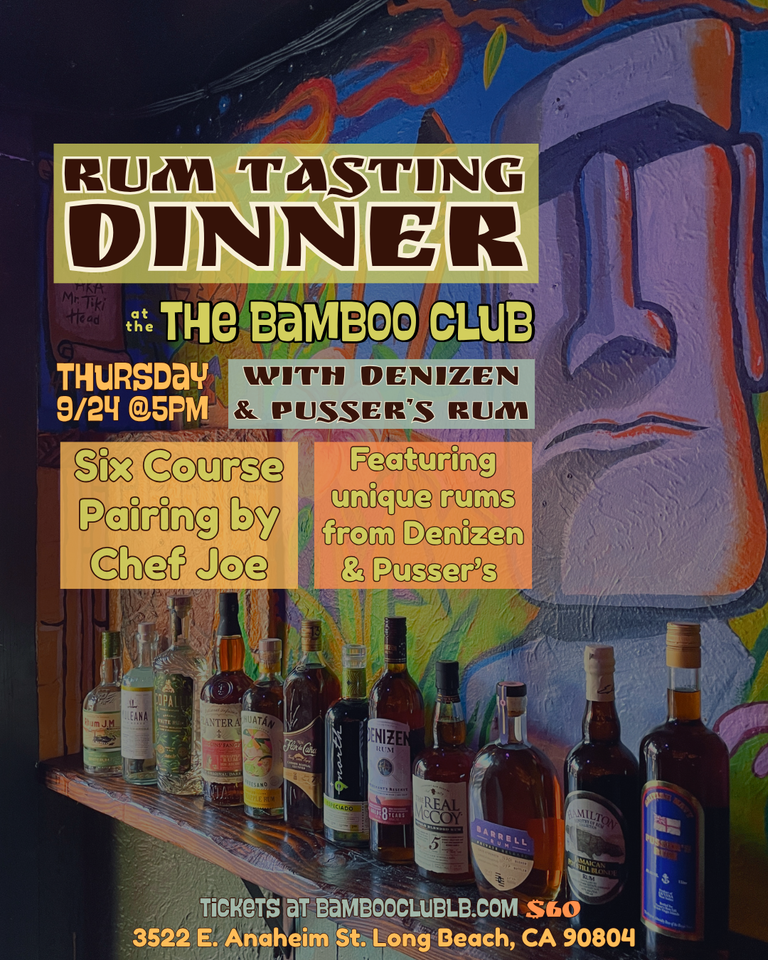 Rum Tasting Dinner with Denizen & Pusser