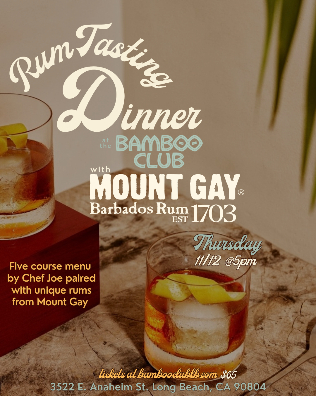 Rum Tasting Dinner with Mount Gay