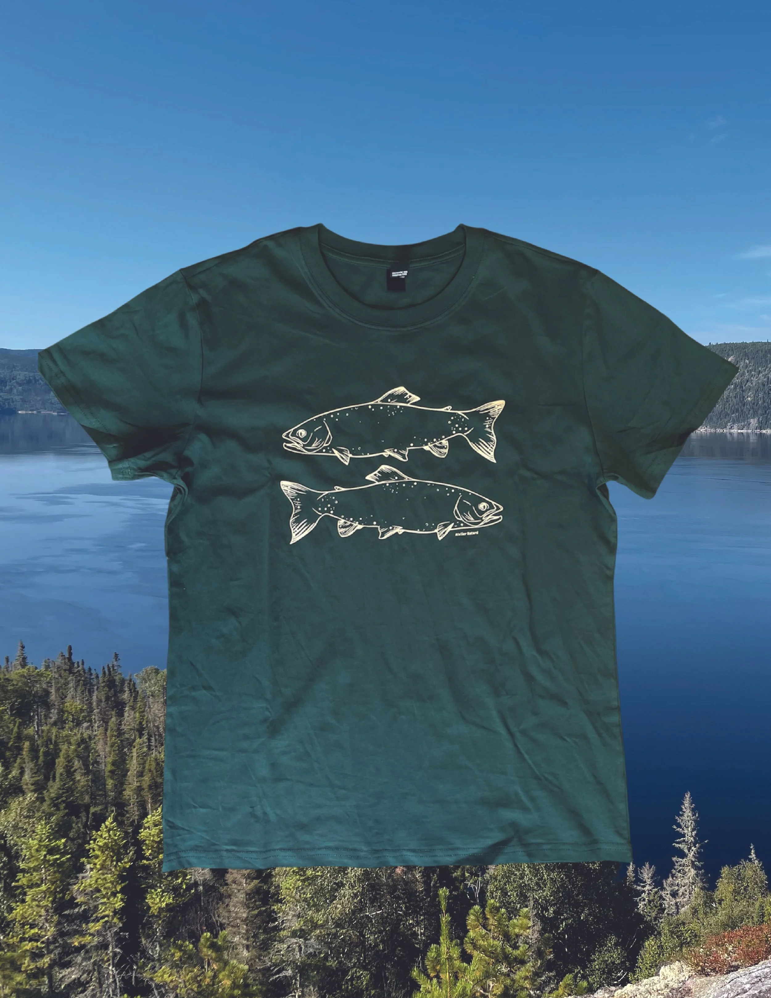 T-shirt ''Truites'' - vert forêt