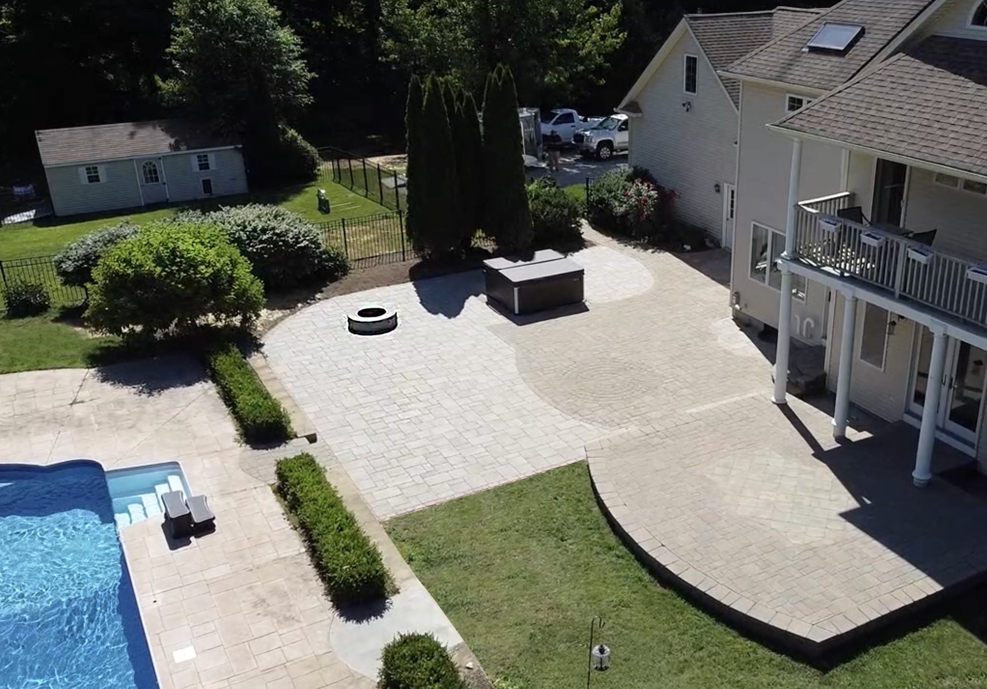 Restored existing patio and walkway. Installation of new pavers and fireplace