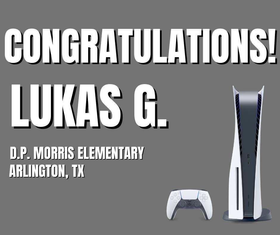 Congratulations to this week's PS5 winner at D.P. Morris Elementary!