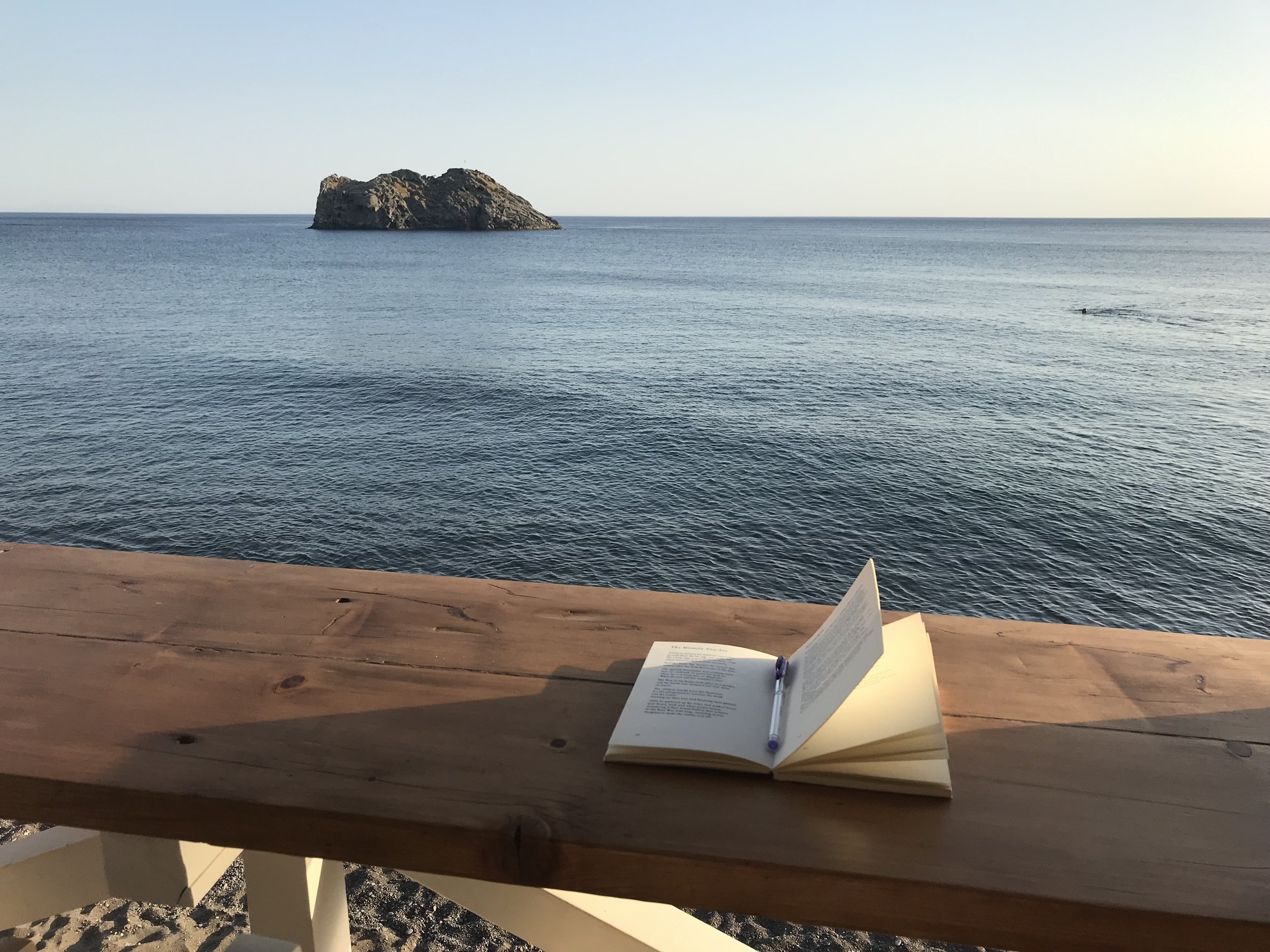Writing Room Lesbos book by sea Copyright Caroline Sylger Jones.jpeg