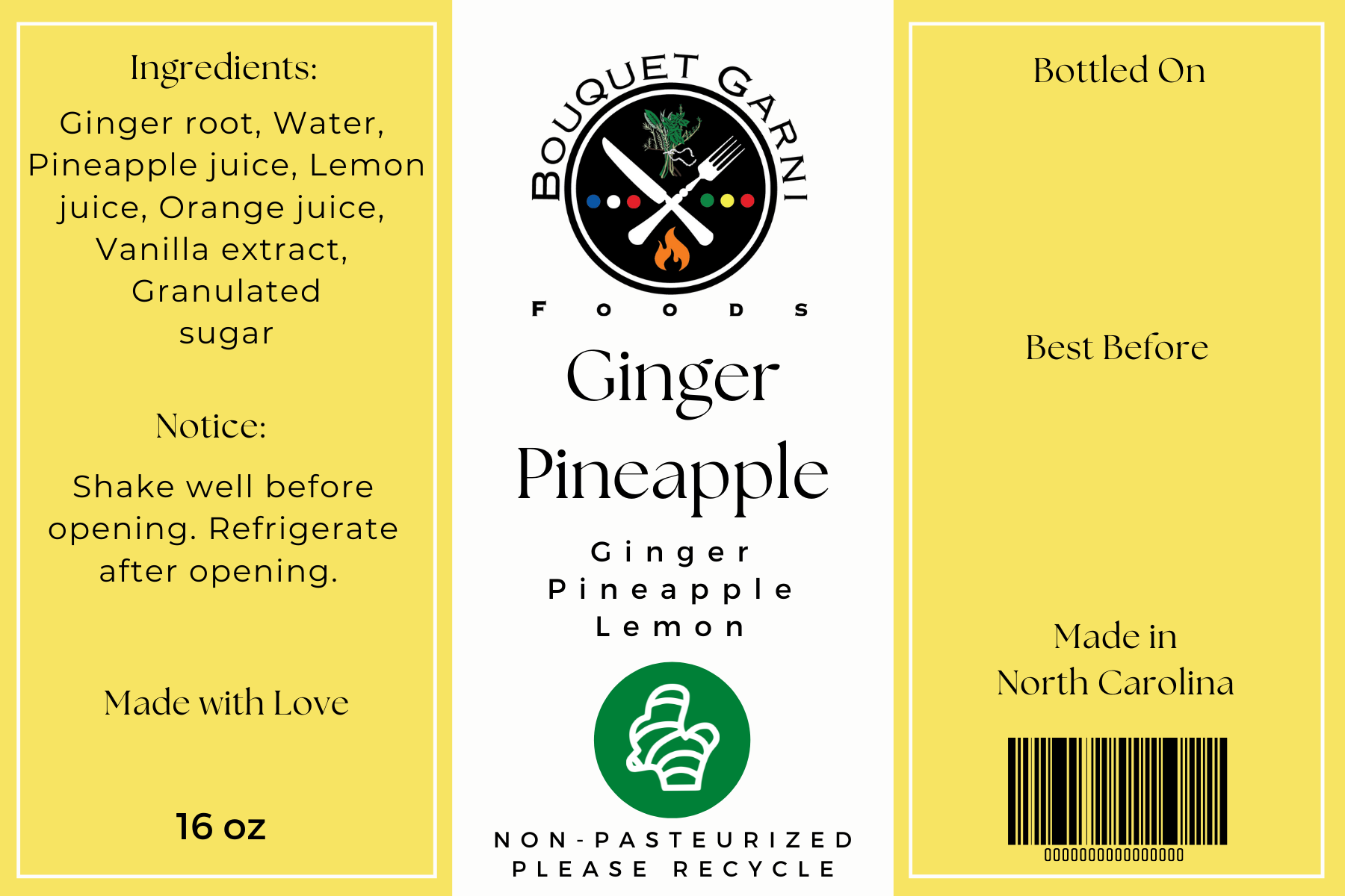 Juice Label Design (Ginger Pineapple)