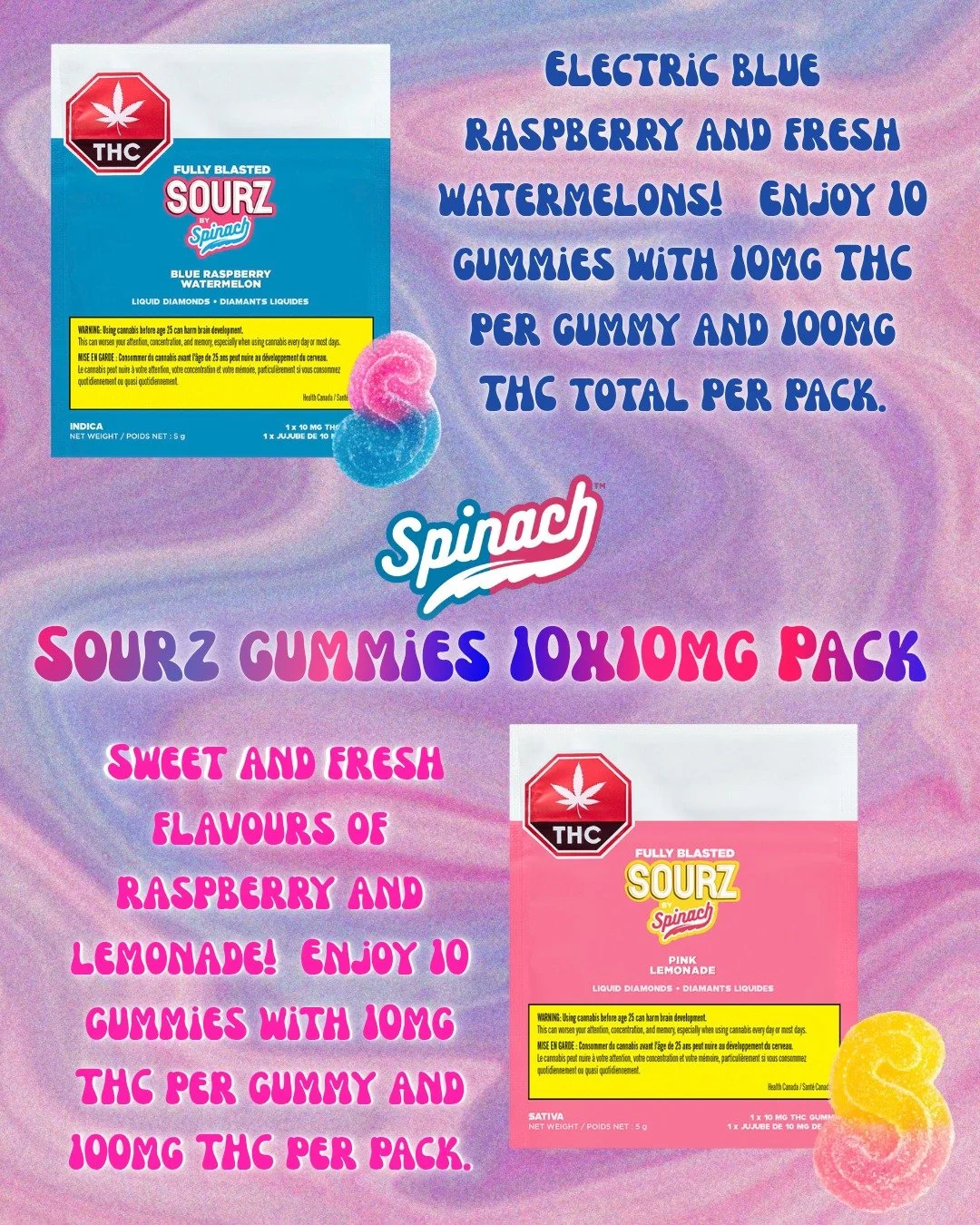 @spinachwithfriends's Fully Blasted is now here! Enjoy 10x10mg gummies in one pack! Save some money getting 10 under one price tag and stock up less with 10 in a single bag! Don't forget that there's an edible sale until the 31st so if you're looking