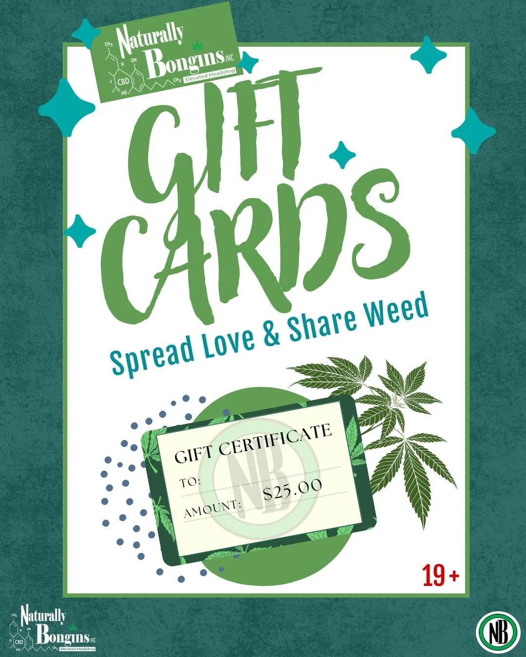 We have gift cards again! Just in time for the holidays! If you are looking to spread the holiday cheer for that favourite stoner, its the perfect gift without having to guess! 

 #naturallybongins #elevatedheadshop #smoke #cannabis #cannabiseducatio