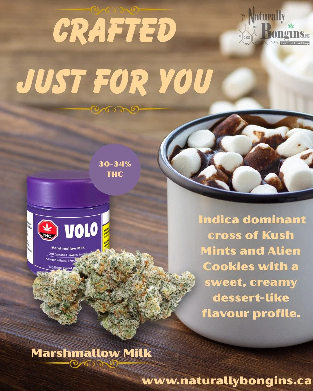 Crafted just for you ☕🍫
Marshmallow Milk brings sweet, creamy, dessert-like flavours with an indica-dominant kick. Perfect for winding down and getting cozy.
30&ndash;34% THC &bull; Kush Mints x Alien Cookies
✨ Treat yourself.
Available at Naturally