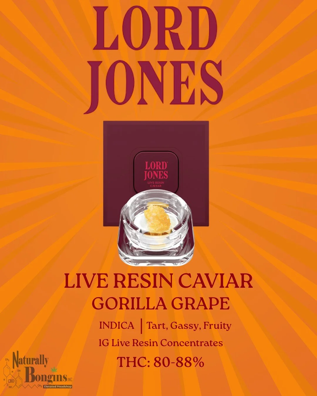 Drip fit for royalty 👑
Lord Jones Live Resin Caviar - Gorilla Grape
Tart. Gassy. Fruity.  Heavy indica vibes with premium potency. 💨🍇
MUST BE 19+✨
#naturallybongins #cannabiseducation #lordjones #liveresincaviar