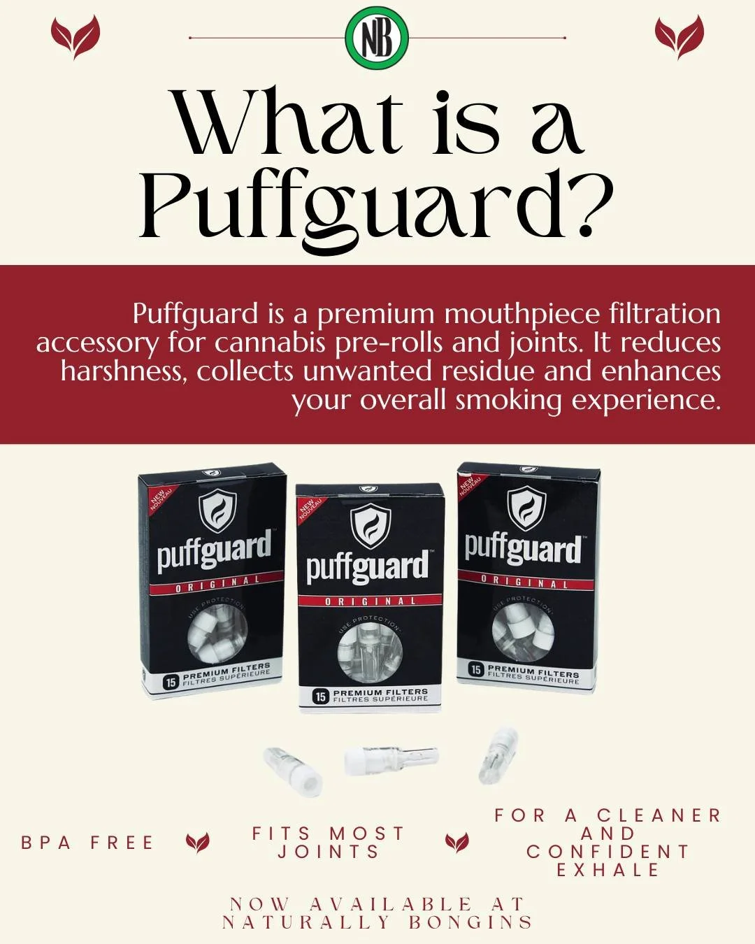 Ever heard of a Puffguard? 👀

This premium mouthpiece filter helps reduce harshness, traps unwanted residue, and makes every puff a smoother experience.

✔️ BPA Free
✔️ Fits most joints
✔️ Designed for a cleaner, more confident exhale

Now available