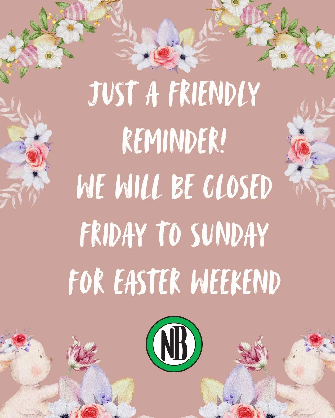 Just a heads up! 🌷
We&rsquo;ll be closed Friday to Sunday for the Easter weekend so our team can enjoy some well-deserved time with family. 🐣
Thanks for always supporting us &mdash; we&rsquo;ll see you again soon! 💚
We hope everyone has a safe and