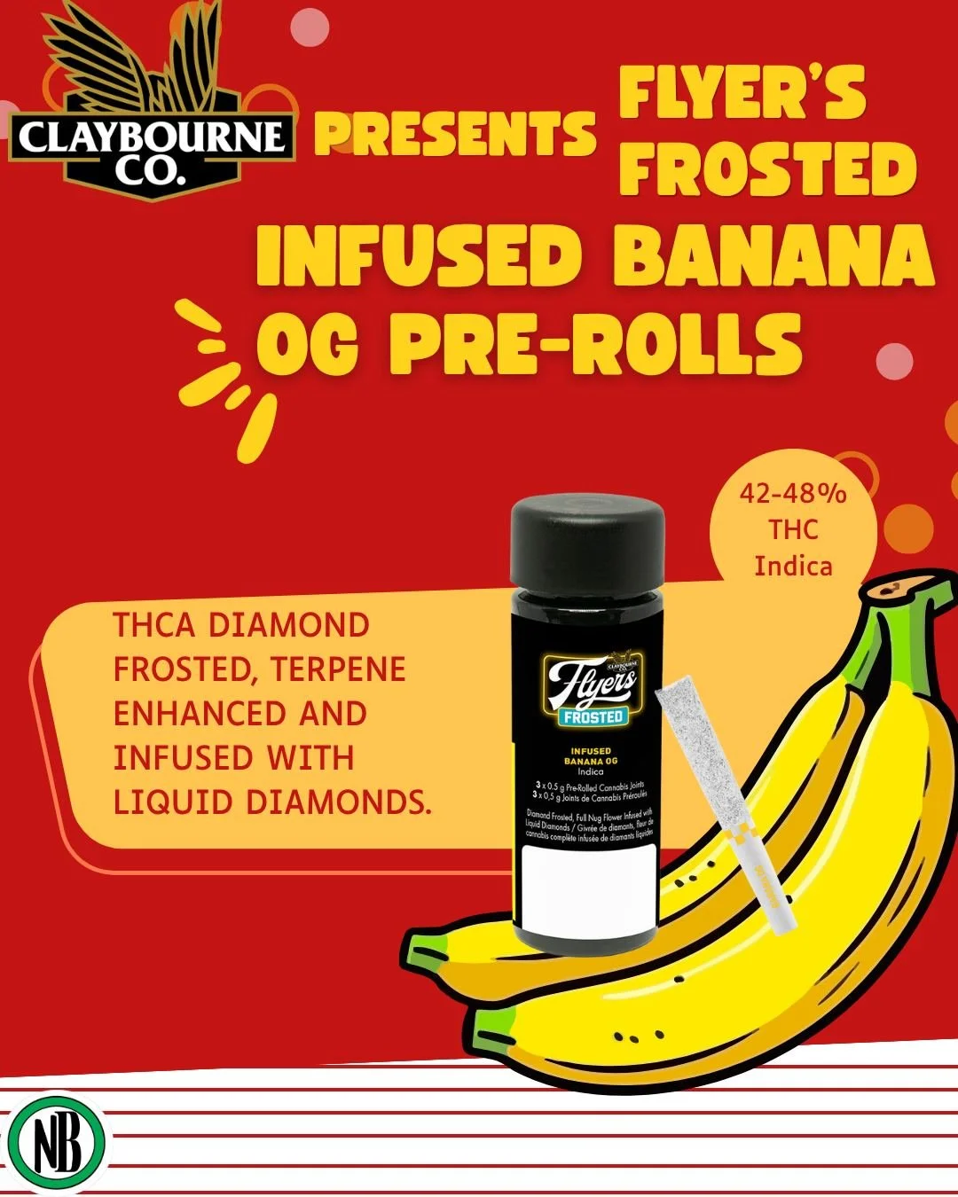 🍌💎 Diamonds + Banana OG = a pretty sweet combo.

Flyer&rsquo;s Frosted Infused Pre-Rolls are:
✨ THCA diamond frosted
✨ Terpene enhanced
✨ Infused with liquid diamonds

MUST BE 19+🔥
#naturallybongins #elevatedheadshop #cannabiseducation