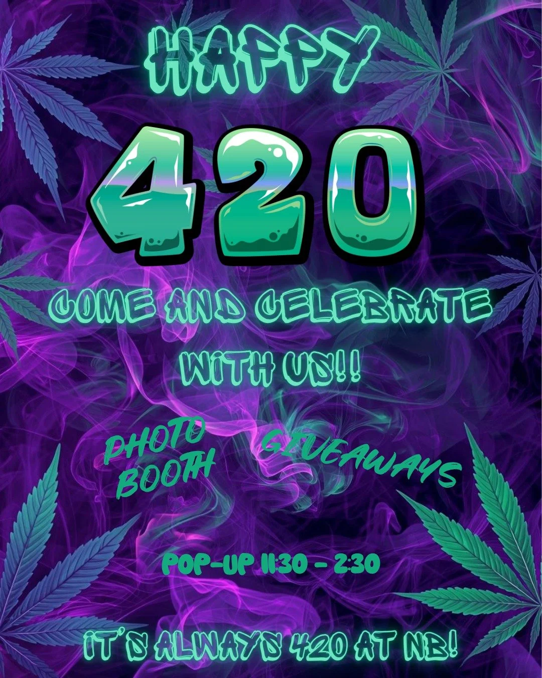 Celebrate good vibes with us 💜
Join the fun for a pop-up, photo booth, and exciting giveaways from 11:30&ndash;2:30!!😁
See you there!🌿
#naturallybongins #elevatedheadshop #420