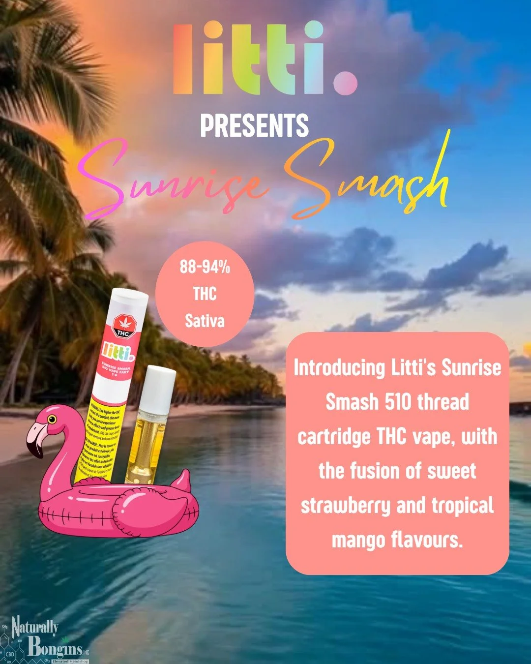 Chasing sunsets and smooth hits 🌅🥭🍓
Meet Sunrise Smash by Litti &mdash; a tropical fusion of sweet strawberry and juicy mango with an uplifting sativa vibe. Perfect for those sunny-day feels anytime, anywhere. ☀️✨
#naturallybongins #elevatedheadsh