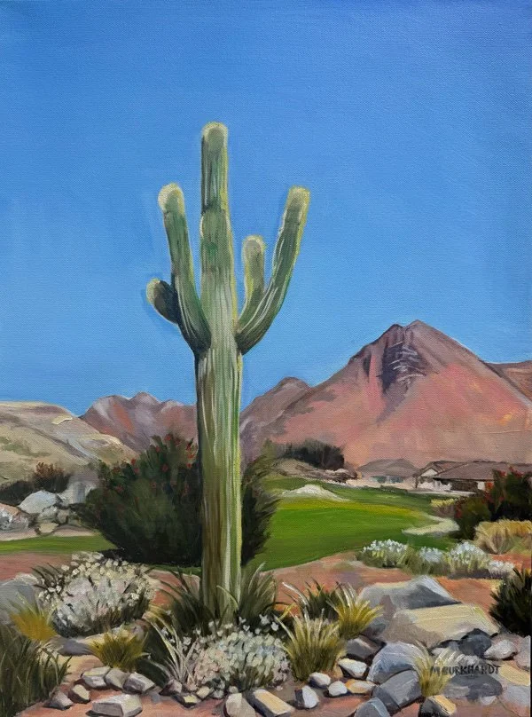 Cactus on Victory 18th Hole, oil painting