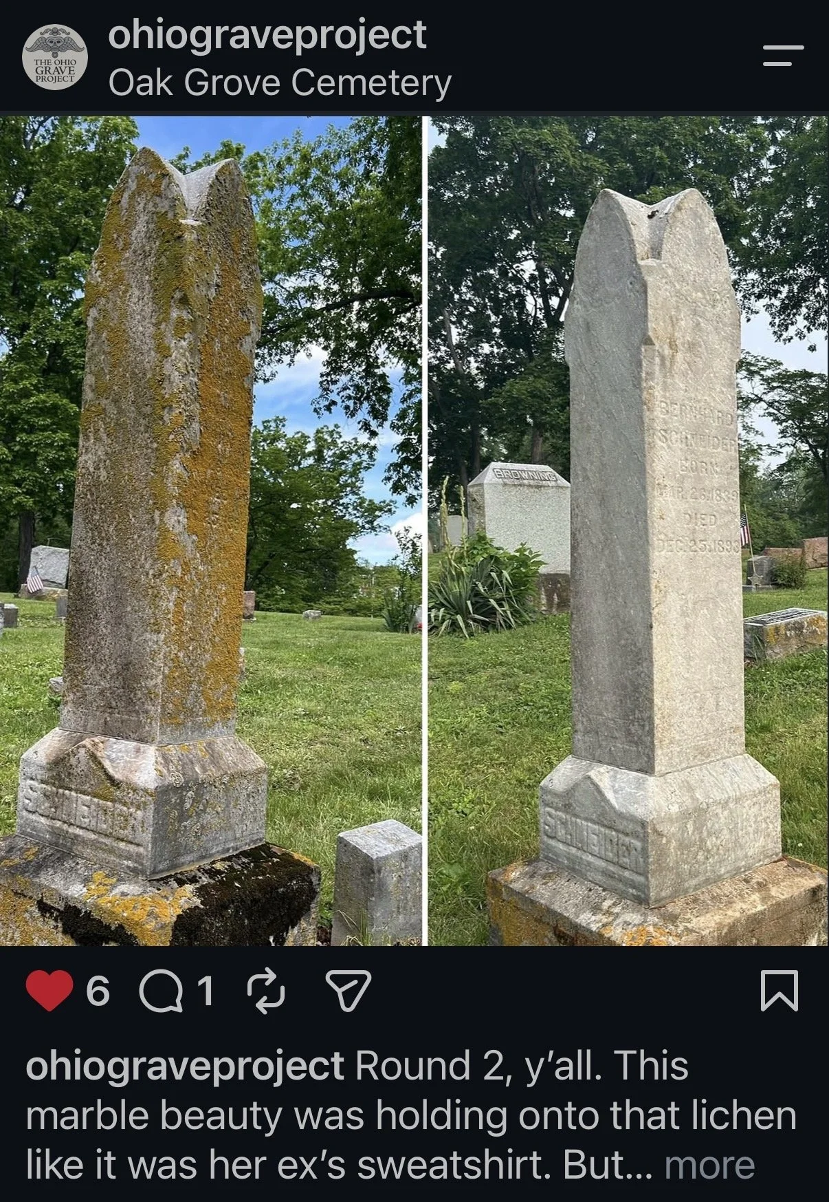 side by side comparison of a cleaned marble monument