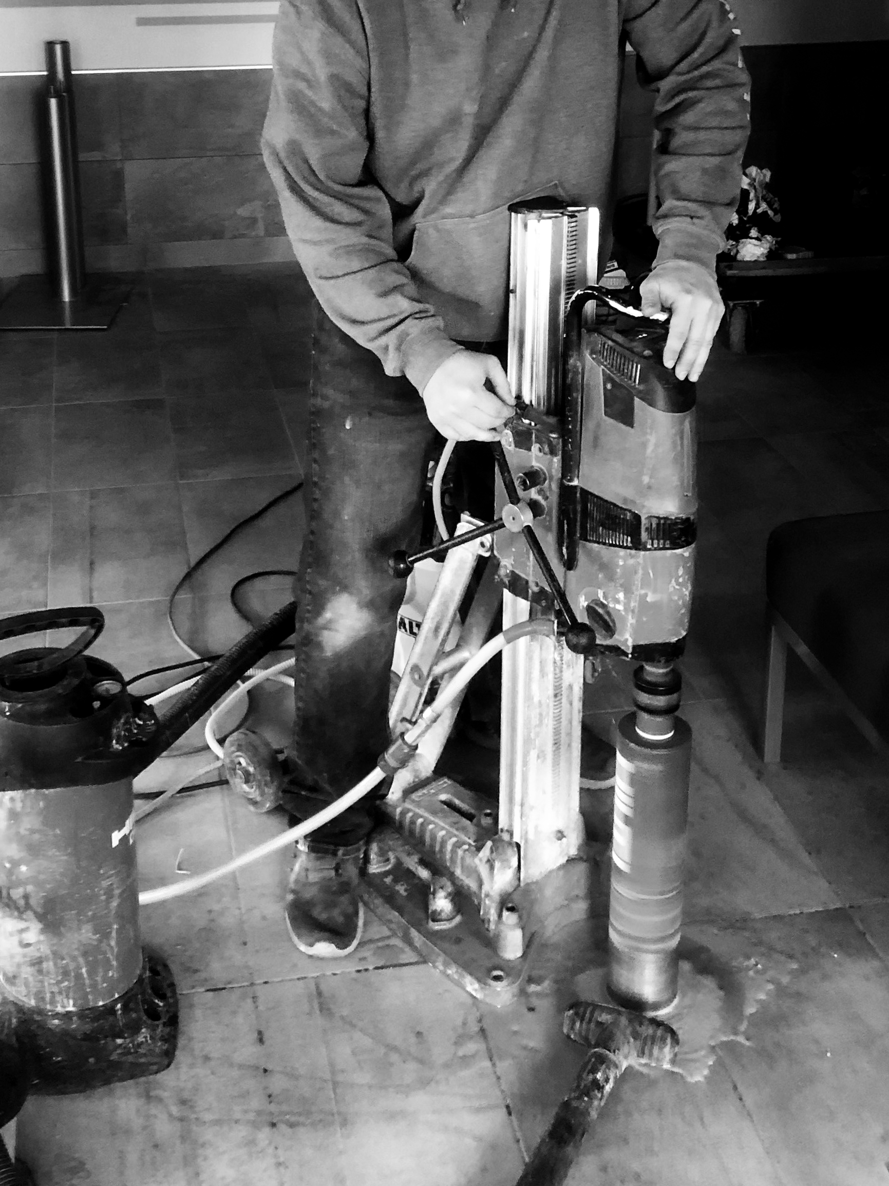 EIS installation crew working on interior of restaurant