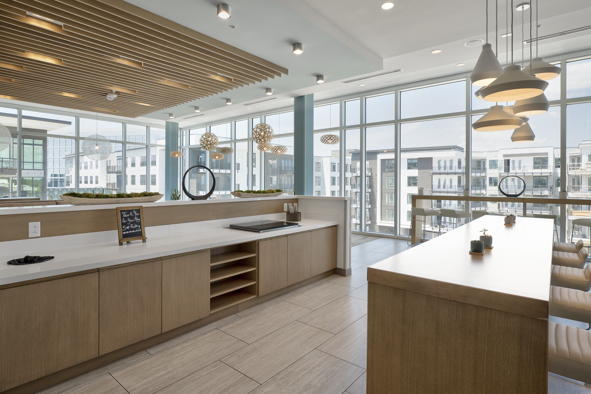 Aloft and Element dual-brand hotel custom millwork and countertops in public space