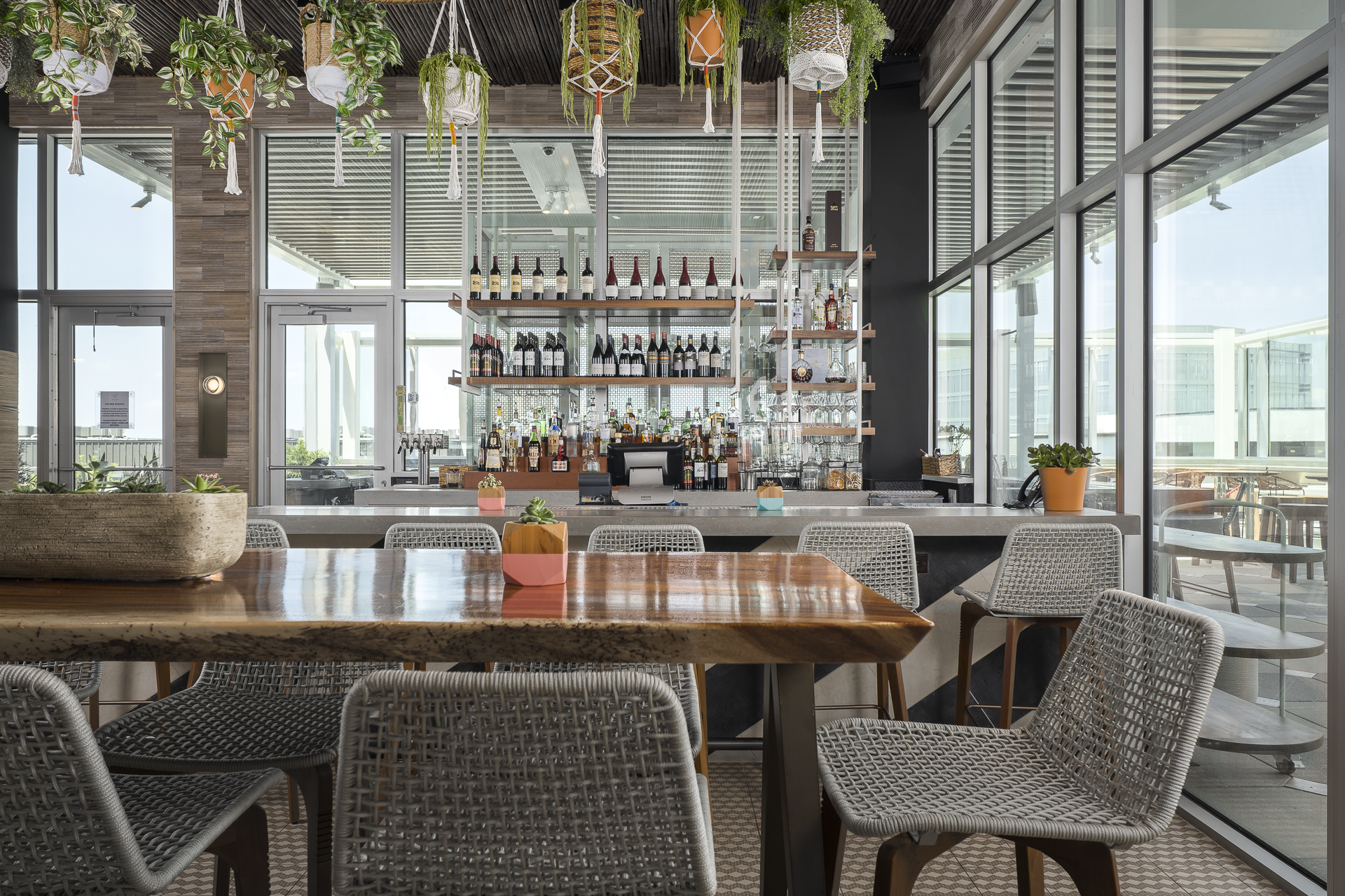 Aloft and Element rooftop bar with custom millwork and countertops