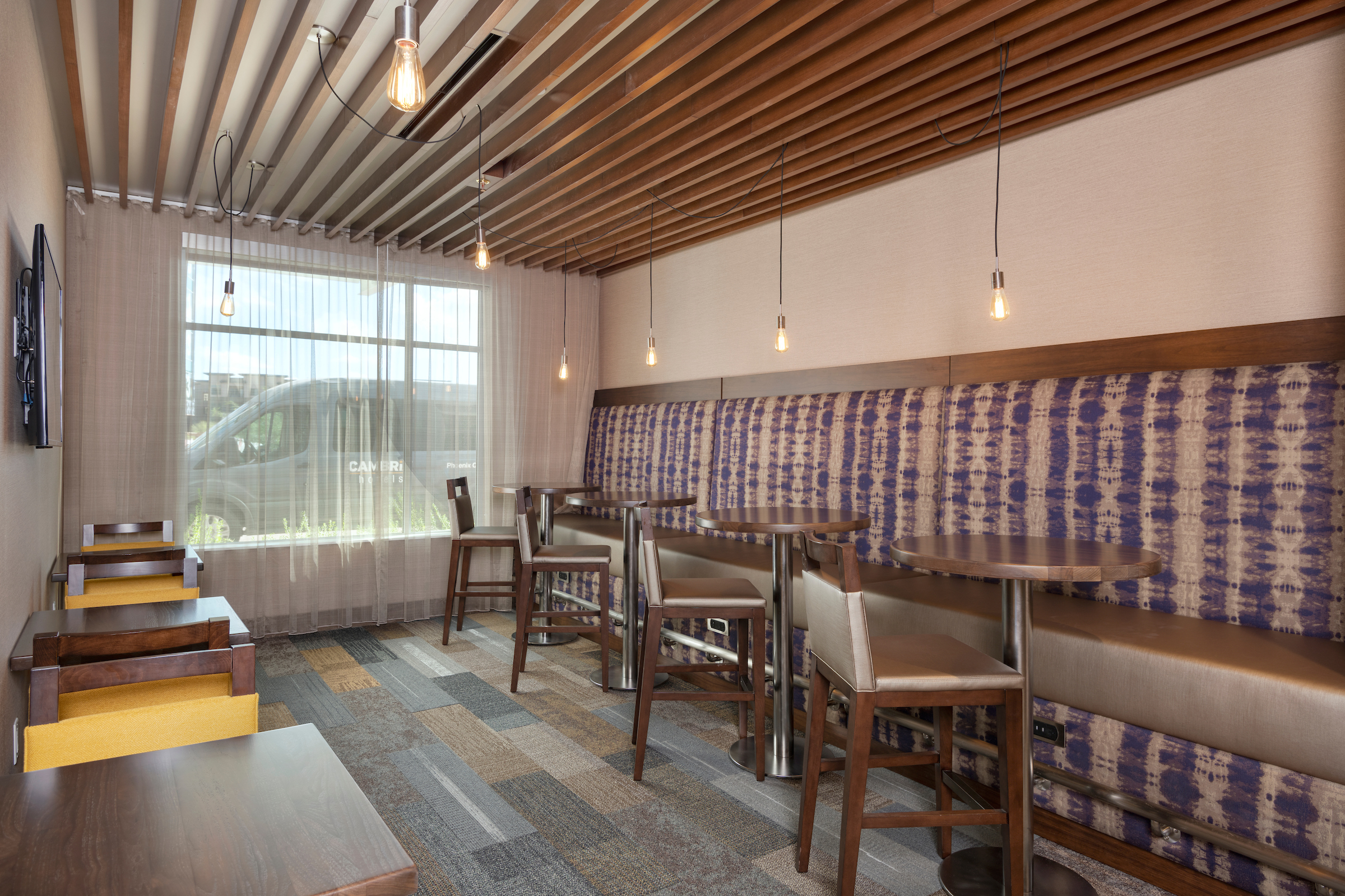 decorative ceiling millwork elements in Cambria hotel