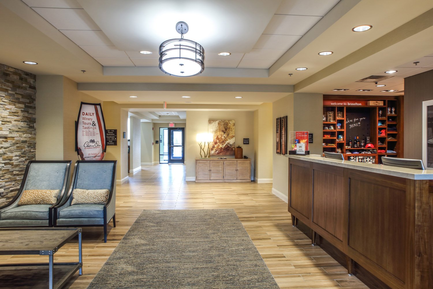 Hampton Inn lobby millwork elements