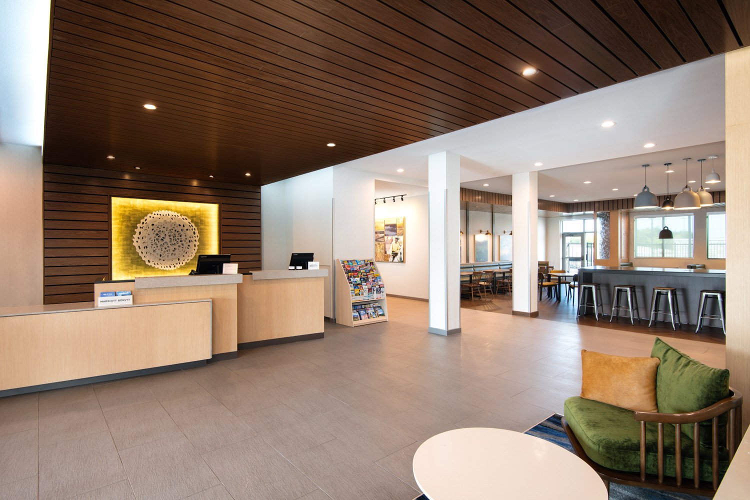 Fairfield Inn and Suites hotel lobby millwork front desk