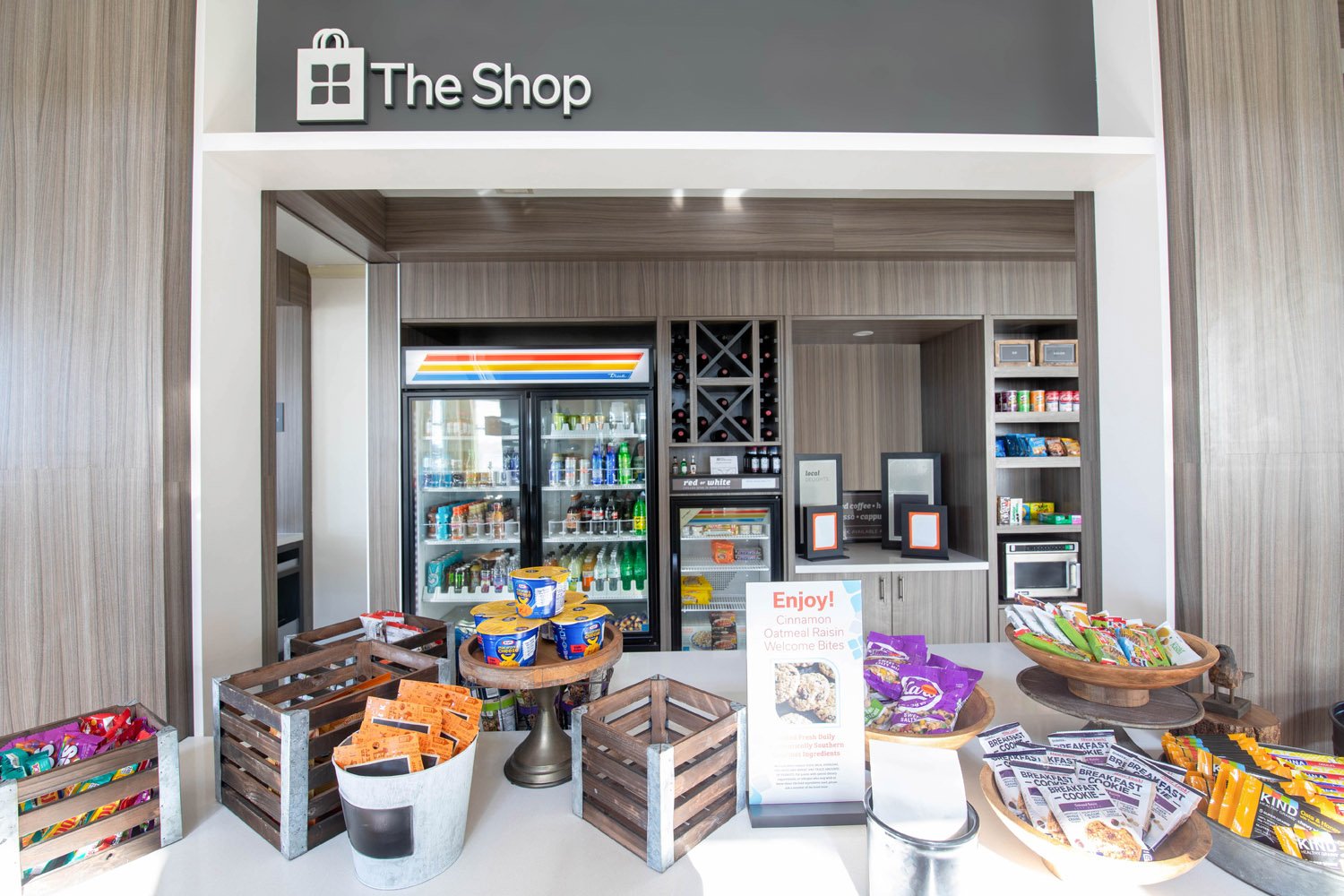 The Shop in Hilton Garden Inn lobby, designed, developed, built, and installed by EIS