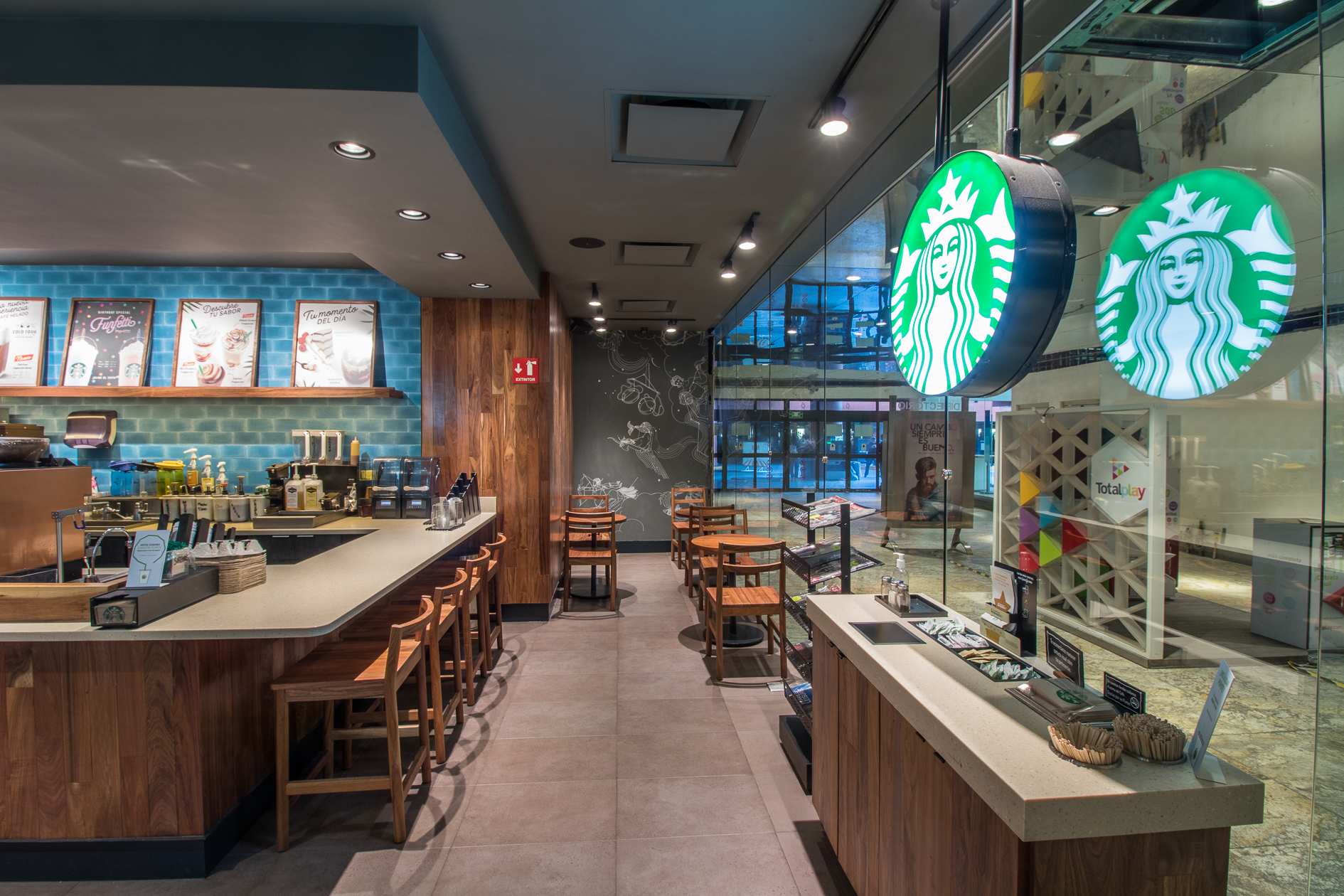 Renovated Starbucks interior in Naucalpan de Juarez, Mexico