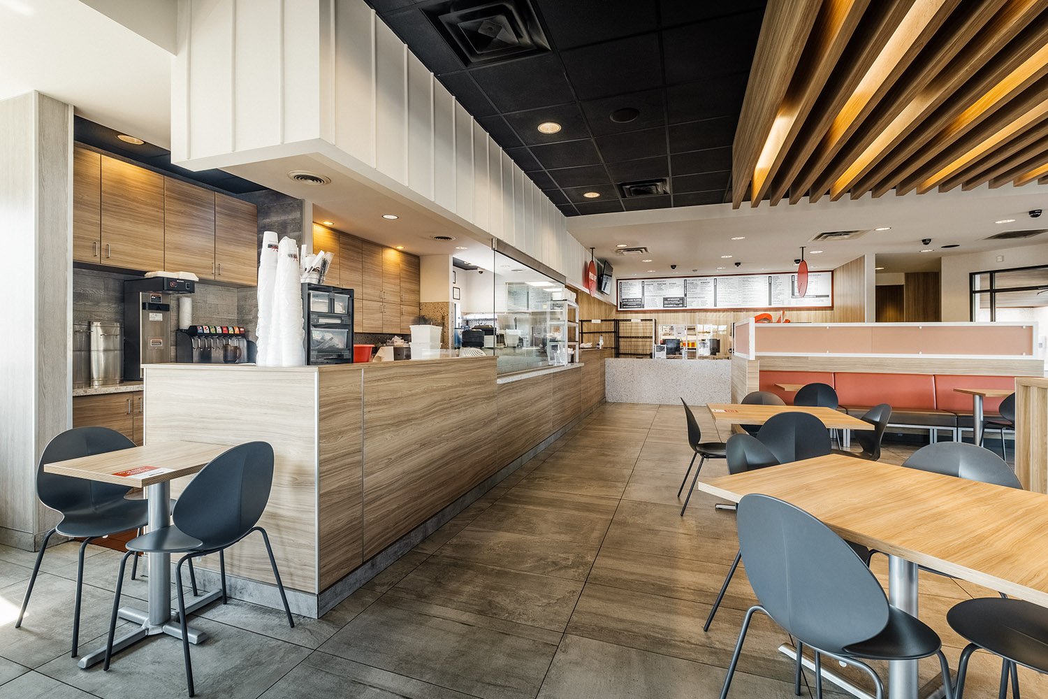 Open concept give restaurant guests views into the kitchen