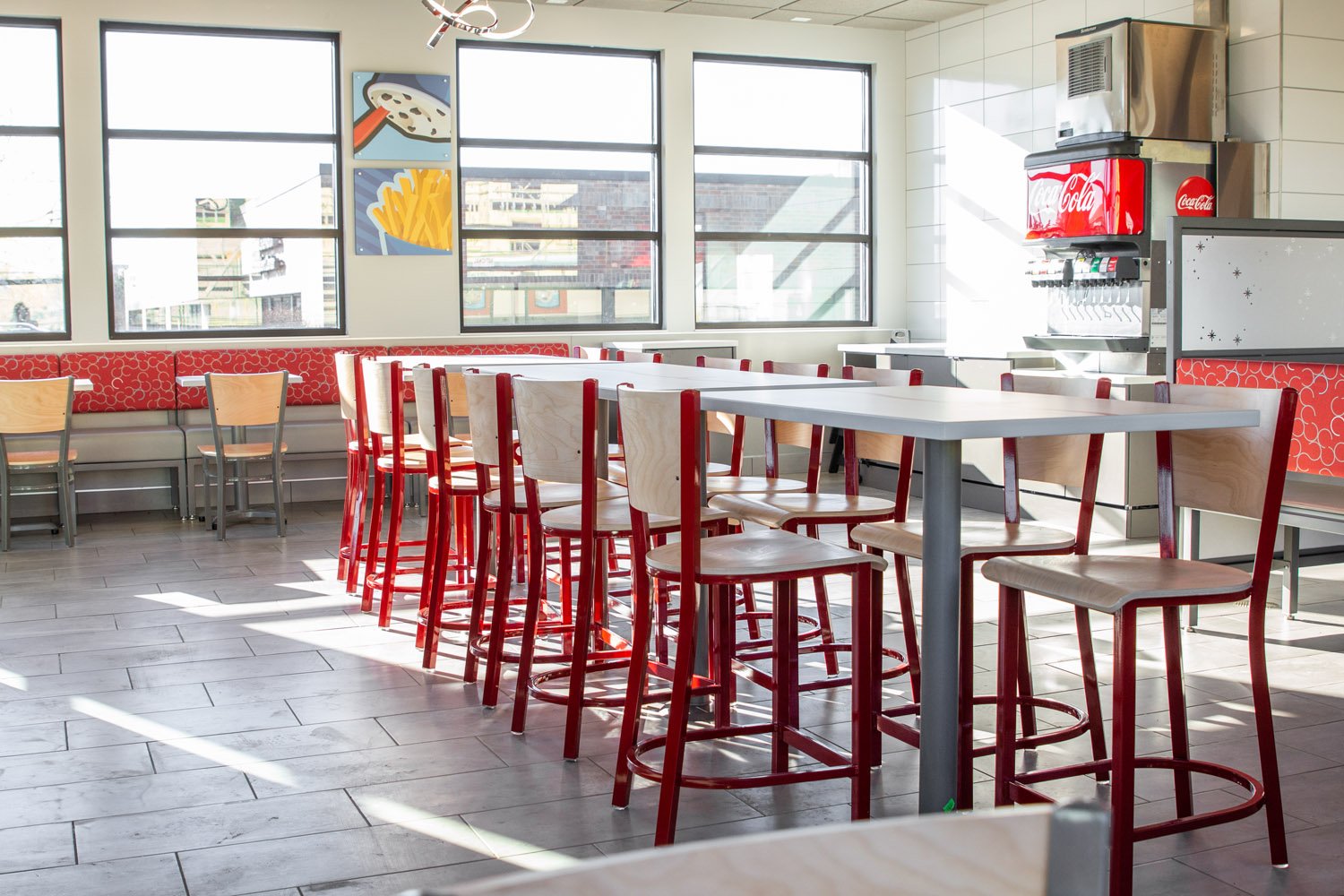 dining tables and chairs in DQ Grill and Chill restaurant