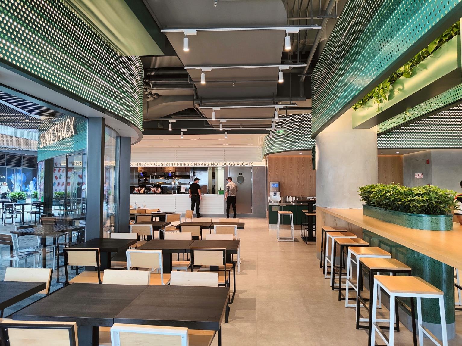 various seating options for dining in Shake Shack Shanghai