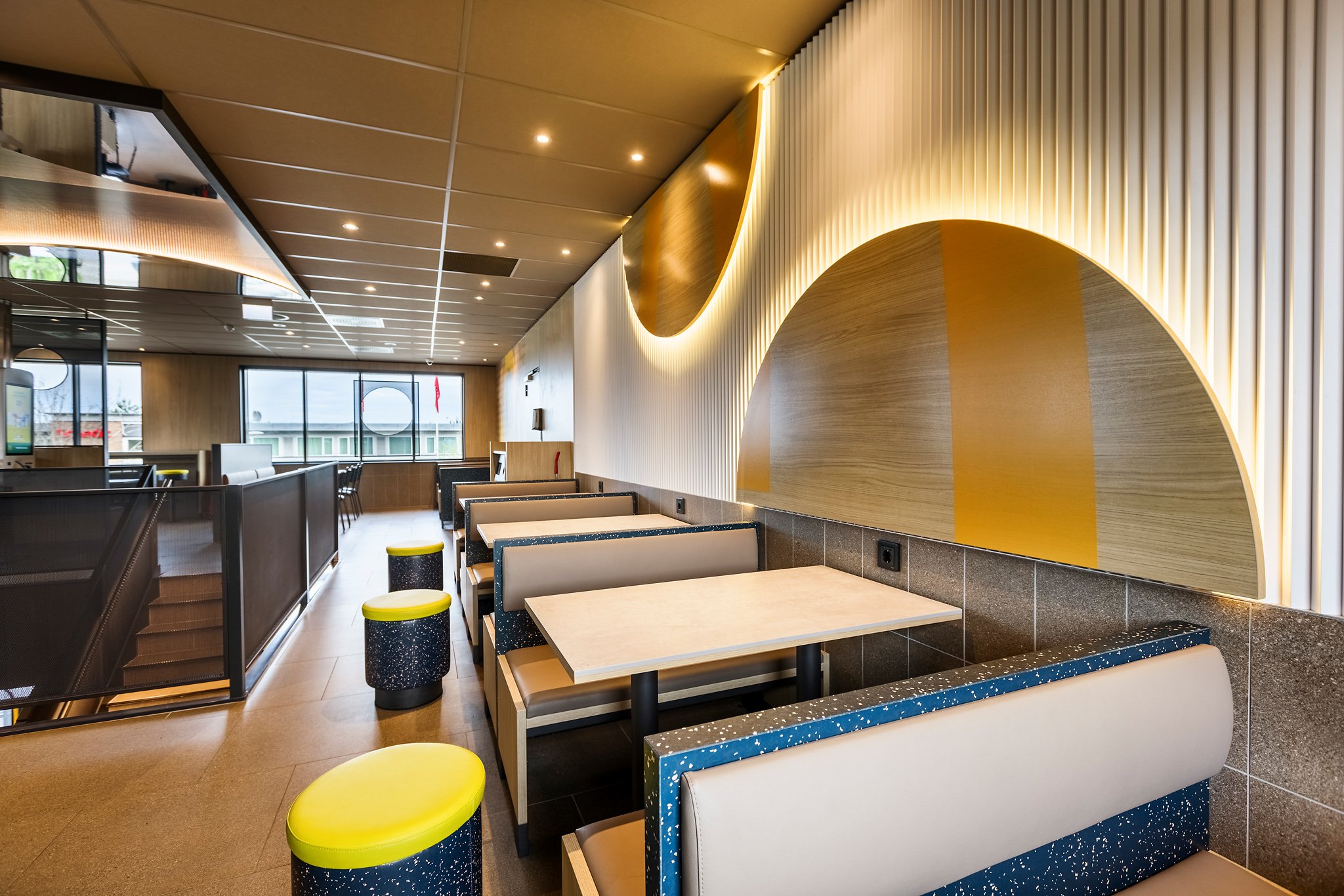 Dining booths and stools manufactured to brand standards by EIS Europe