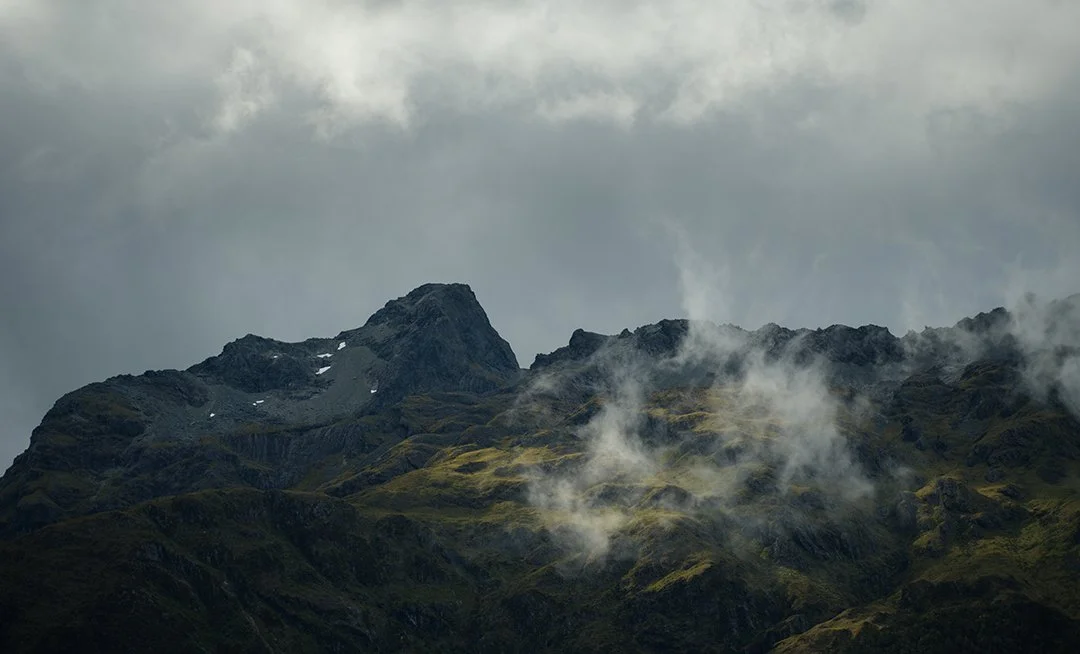 Fiordland National park has so many beautiful locations within its boundaries. Going to the fiords and sounds take you on an incredible journey through high mountain passes and across turquoise rivers. This mountain peak had great light and dancing c