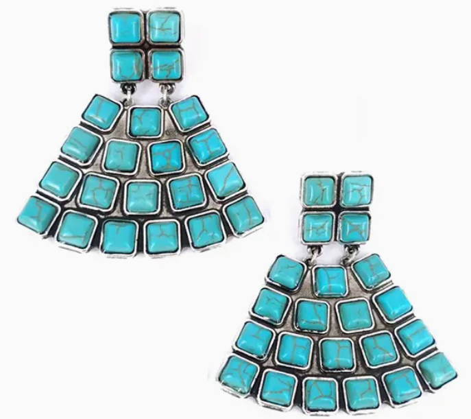 Aztec Turquoise Dangle Earring