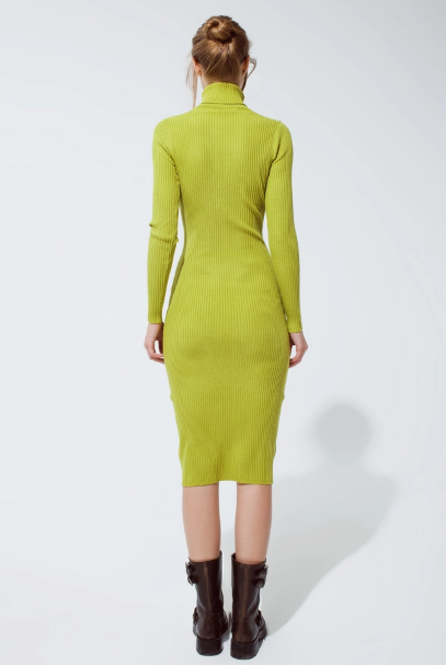Chartreuse Turtleneck Midi Rear.PNG