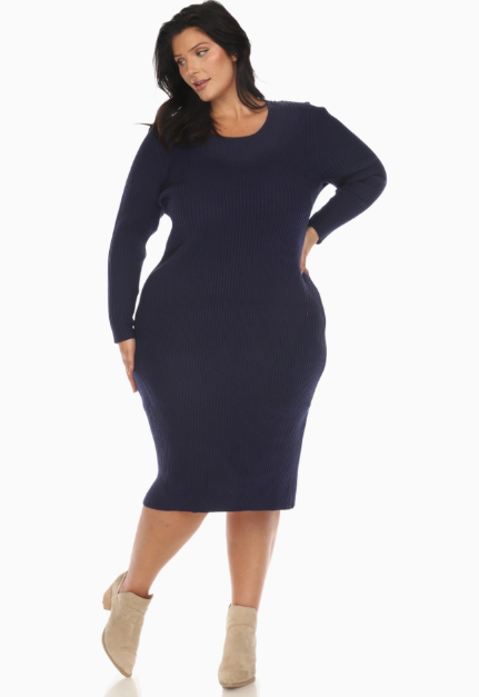 PLUS Sweater Dress Navy Front.PNG