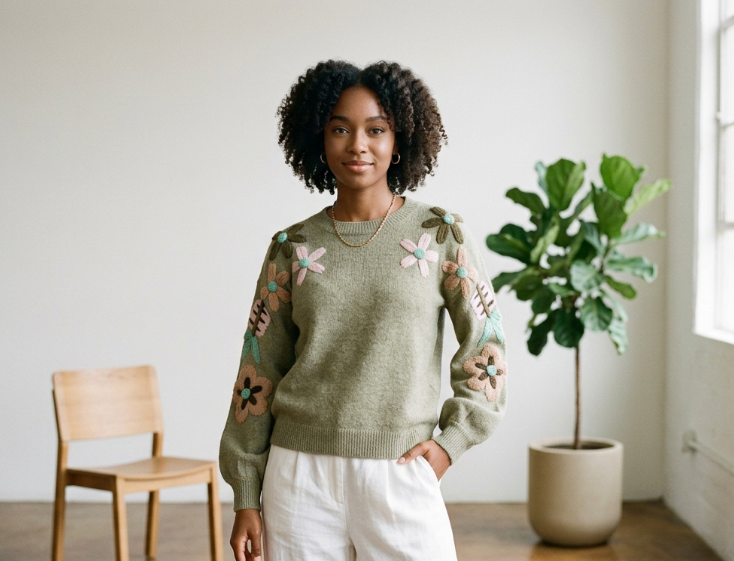 Needlepoint Boxy Sweater
