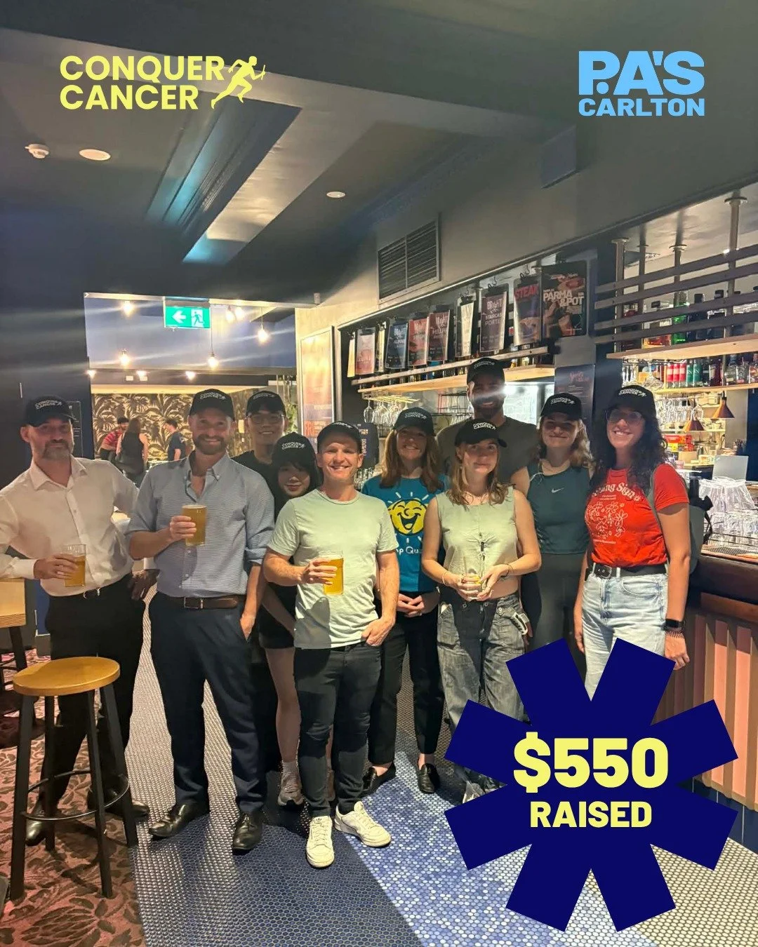 Last Community Keg we did for @conquercancer.au we raised $550!!

Join us next week on Thursday 16th of April from 7pm for the next Community Keg with them :)

Conquer Cancer is beating the Guinness World Record for the longest continuous relay, star