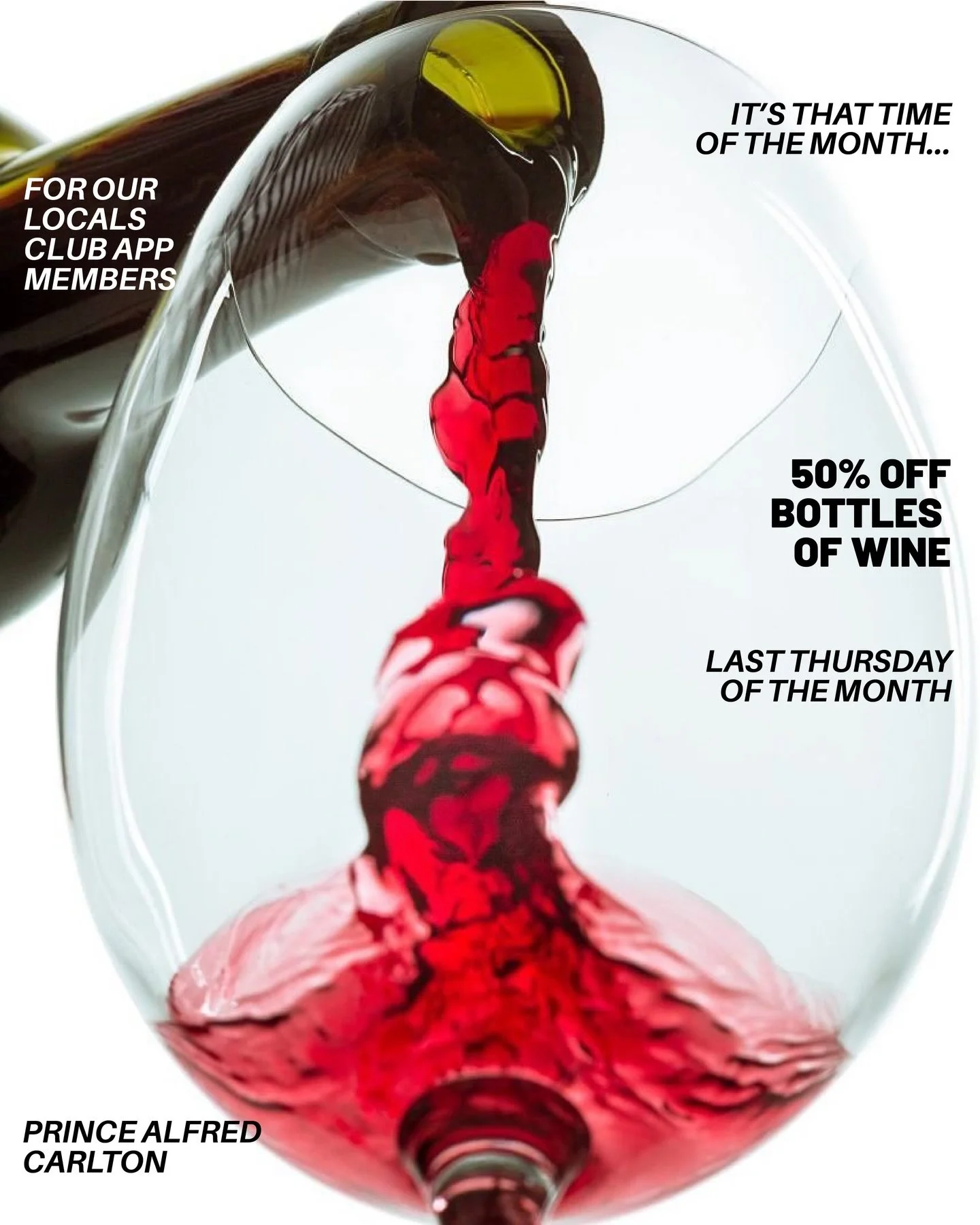 DRINK US DRY - THURS 29TH OF APRIL (tomorrow)

50% off select bottles of wine for our Locals Club app members!! 

Search &lsquo;The Locals Club&rsquo; in all app stores or link in bio

#happyhourmelbourne #melbournepubs #melbournepub #melbourneroofto