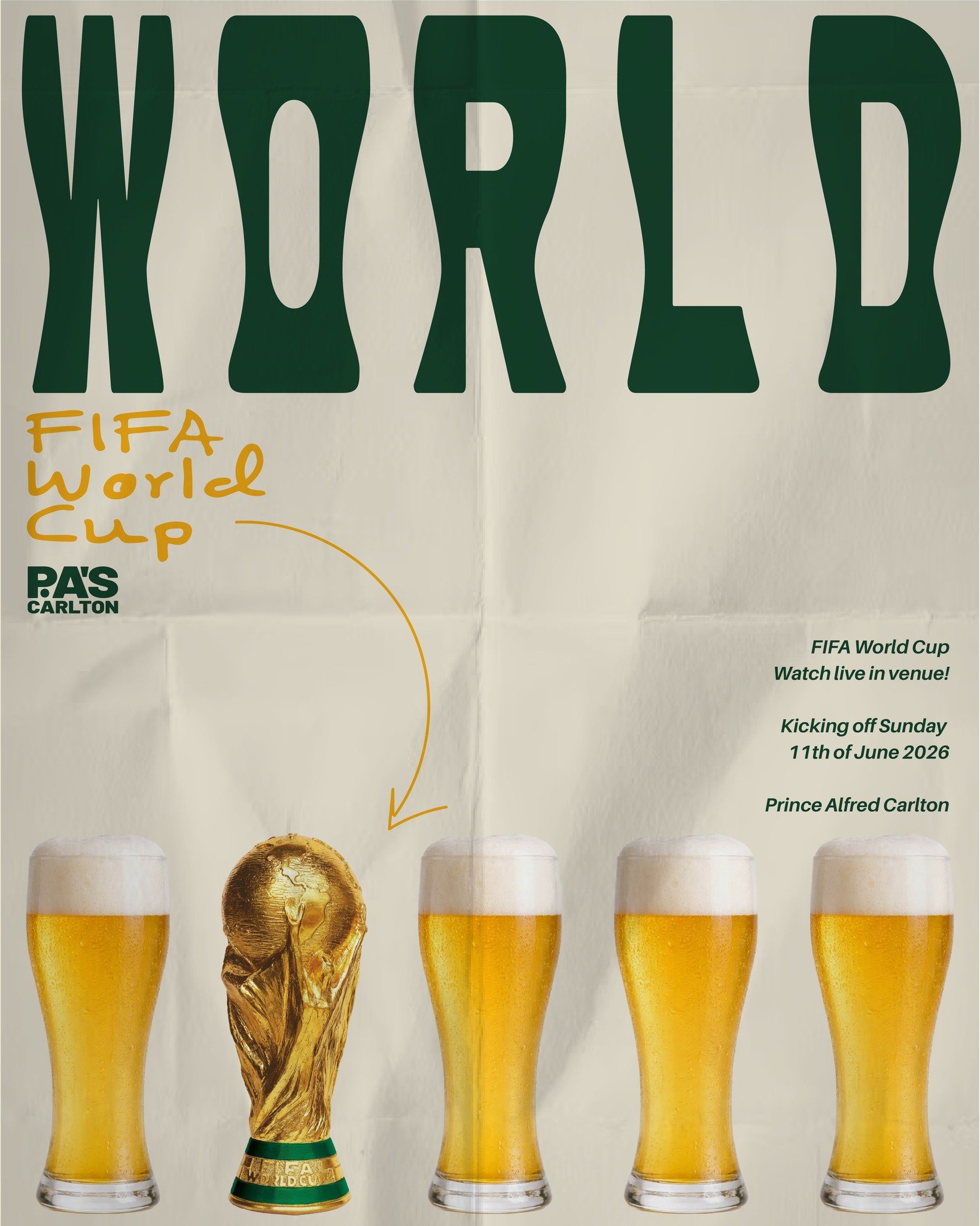 FIFA WORLD CUP - Starts tomorrow... Come and watch live in venue with us until 19th of July ⚽️

#FIFAWorldCup2026 #melbournepubs #WorldCup2026 #livesports