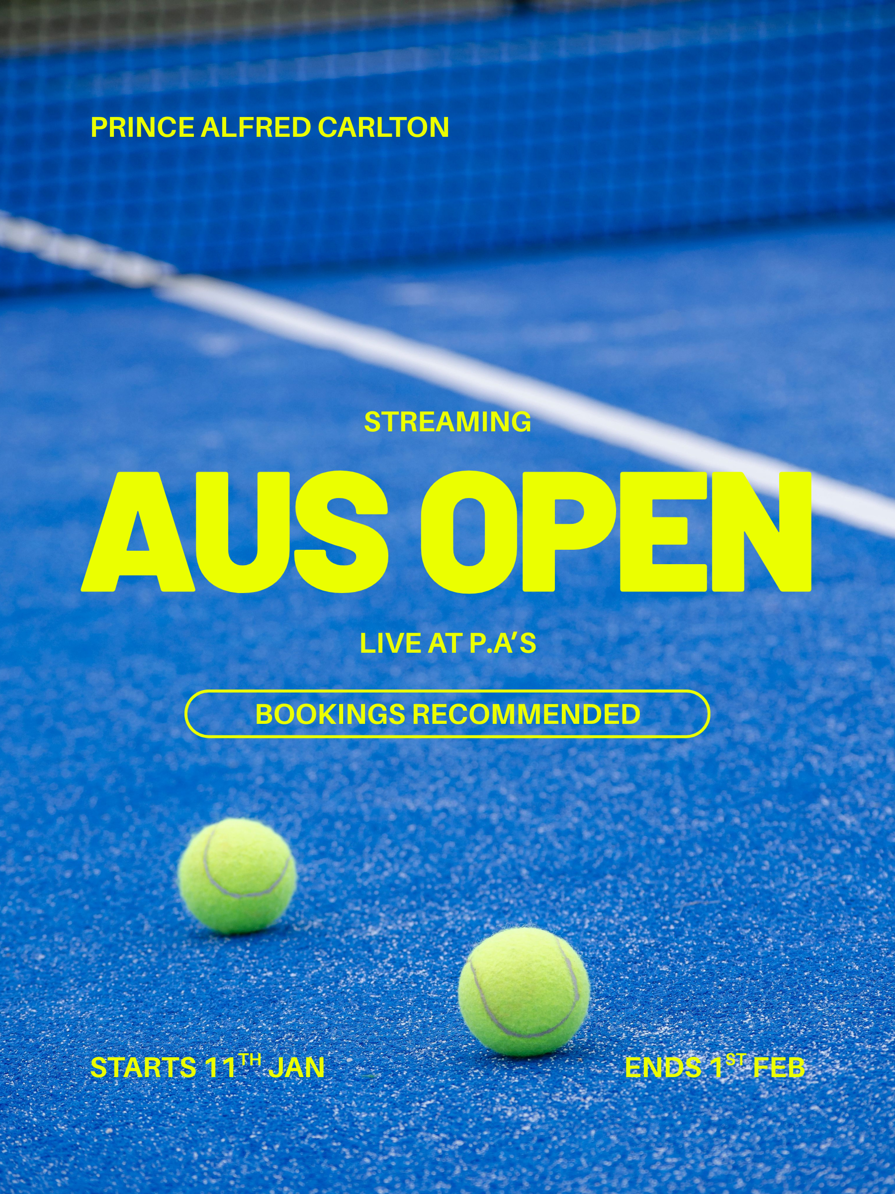 Watch Australian Open Melbourne Pub - Prince Alfred Carlton