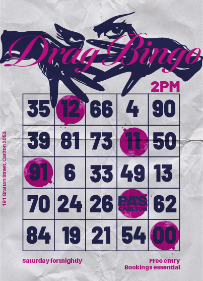 free drag bingo  saturday melbourne prince alfred carlton