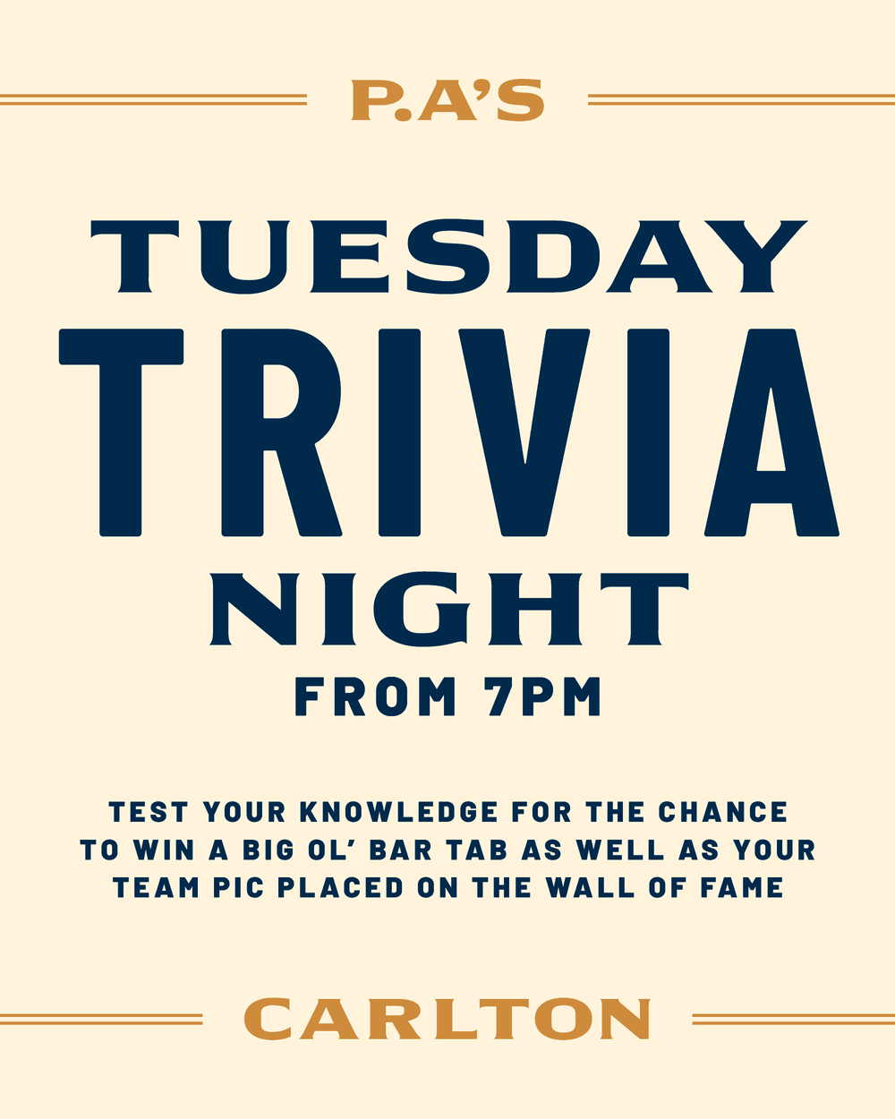 Pub Trivia Night | Tuesday nights at PA's — Prince Alfred Carlton ...