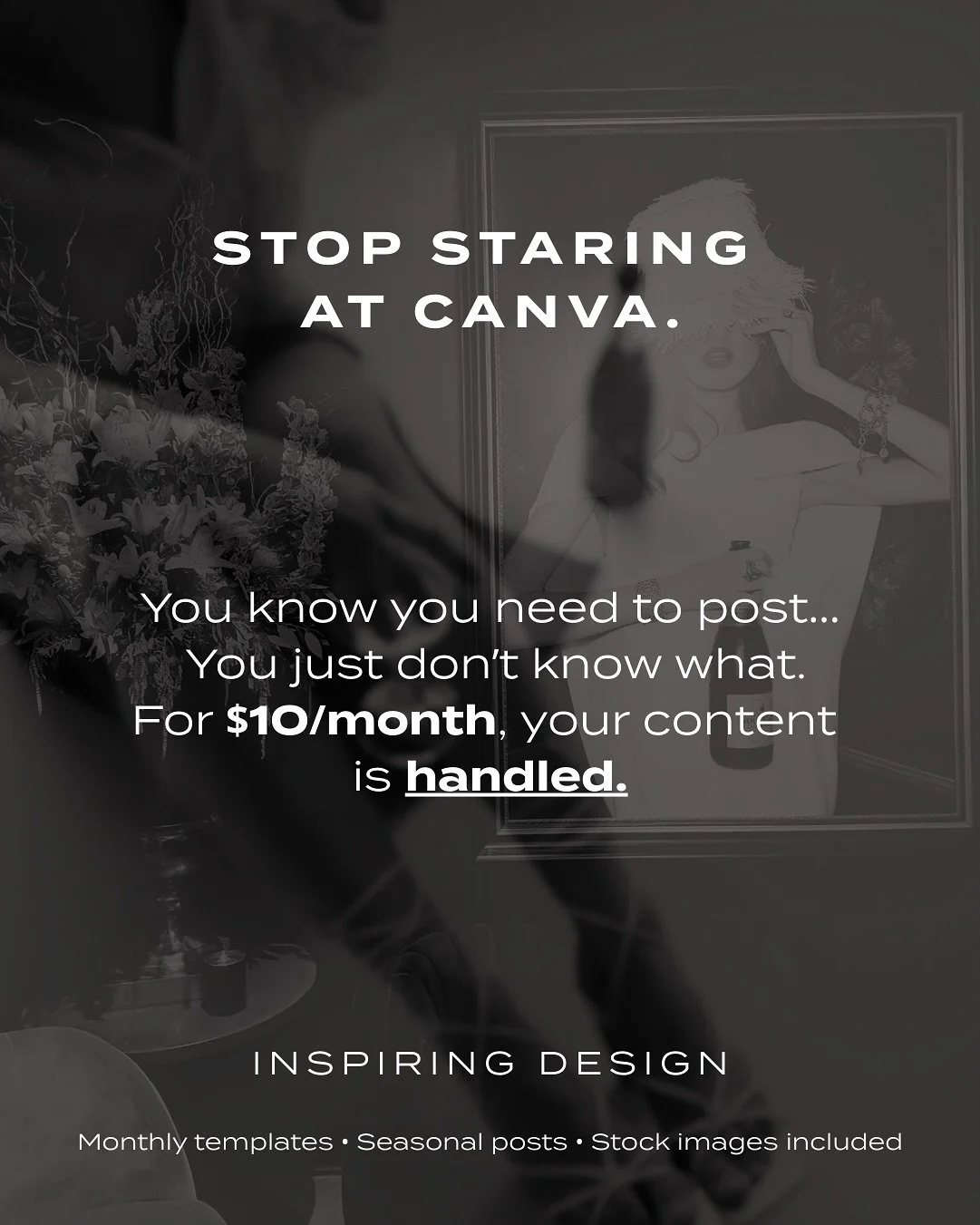 Still staring at Canva wondering what to post?

Showing up online can feel heavier than it should. You want to be consistent. You want it to look good. You just don&rsquo;t want to spend hours figuring it out every week.

The Template Club was create