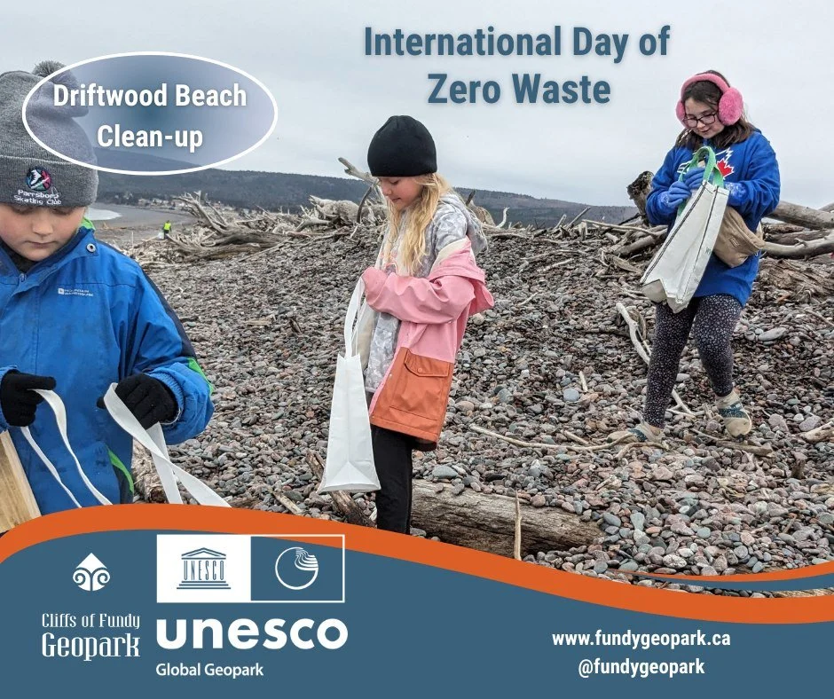Today is the International Day of Zero Waste, and here in the Cliffs of Fundy UNESCO Global Geopark, we are celebrating the power of community stewardship!

We are looking back at this inspiring photo from last April&rsquo;s beach cleanup. This incre