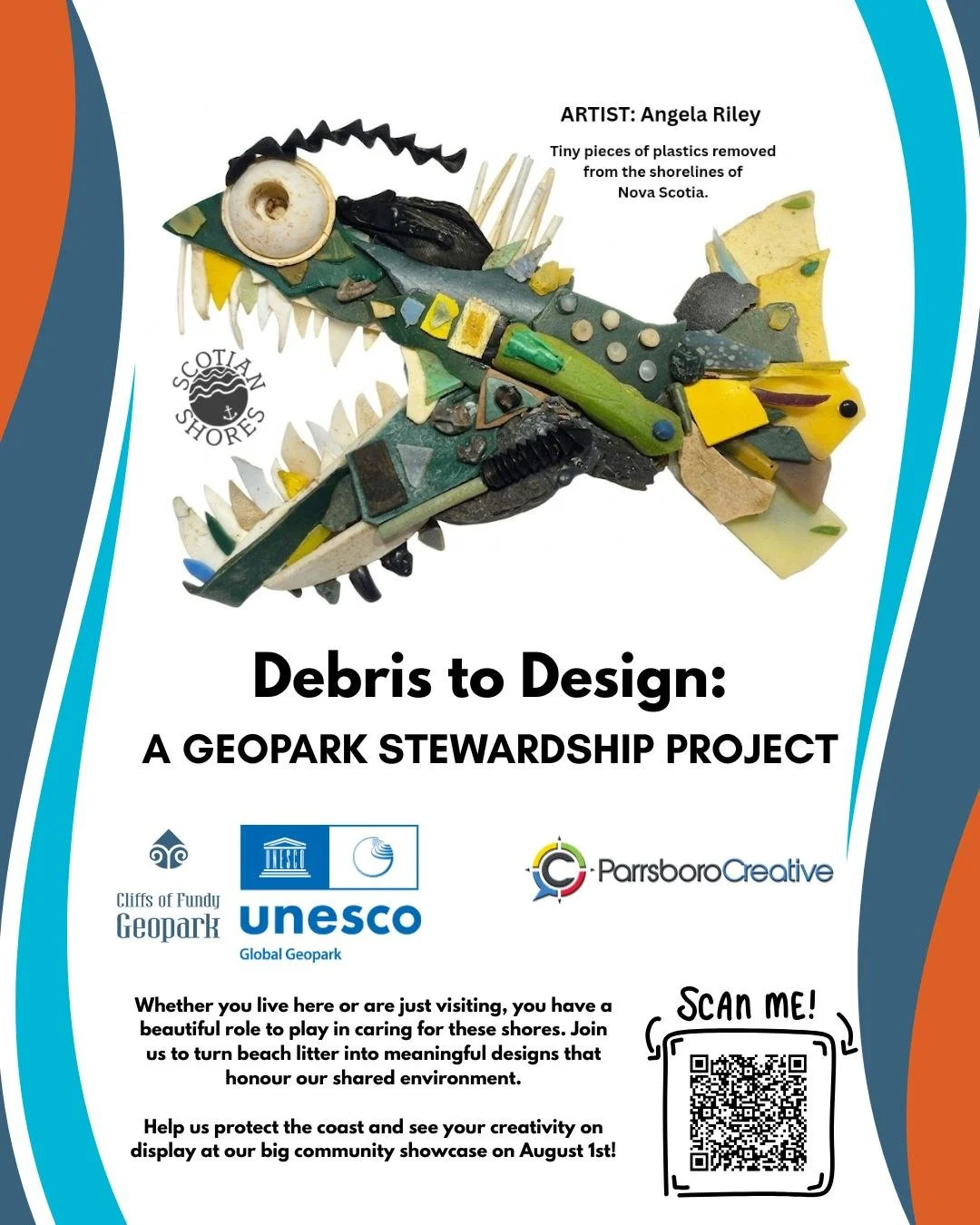 Whether you live along the Minas Basin or are just visiting our beautiful shores for the summer, you have a meaningful role to play in caring for this environment.

We are thrilled to partner with Scotian Shores and Parrsboro Creative for Debris to D