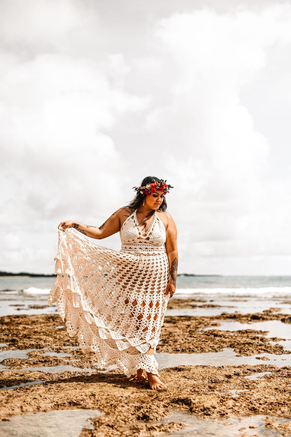 white christmas dresses Anita Hand Crochet Dress - Pearled Ivory main image 0