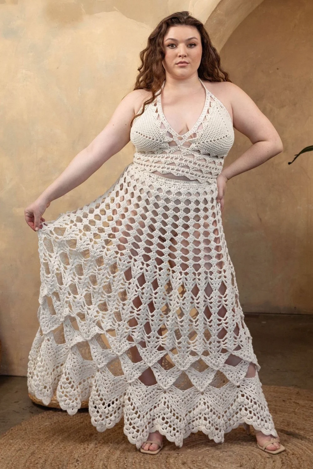 white christmas dresses Crochet Bouquet Dress