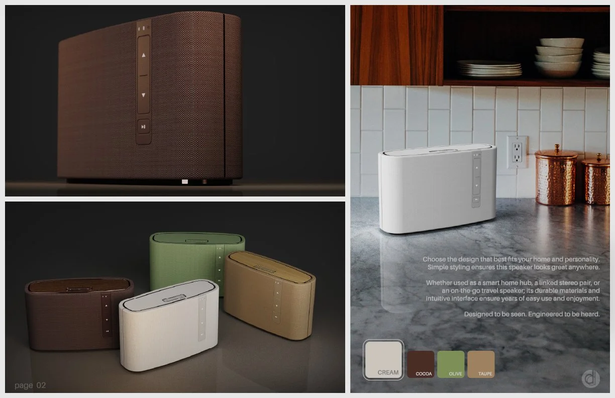 duck design mid-century modern  bluetooth speaker concept, color options